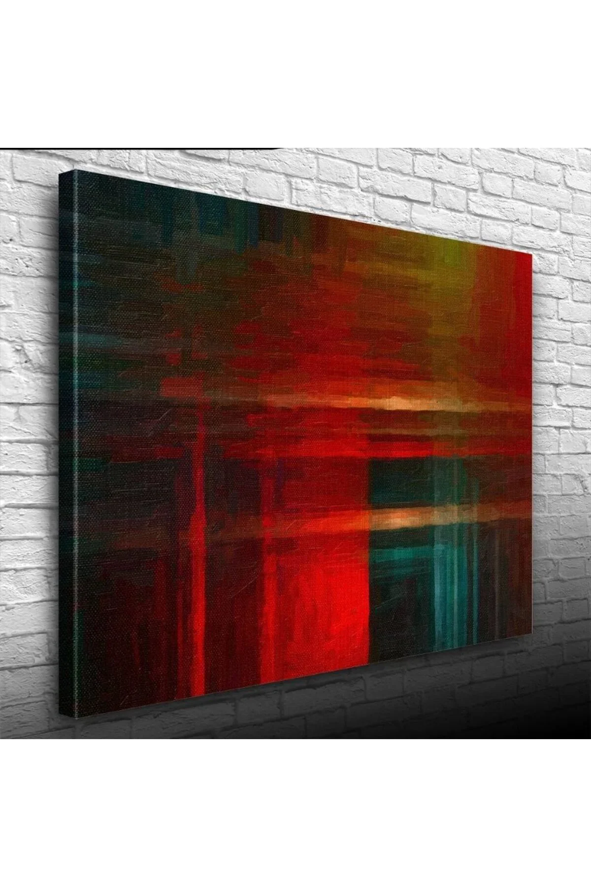 Kırmızı ve Lacivert Soyut Çalışma Kanvas Tablo 50 x 70