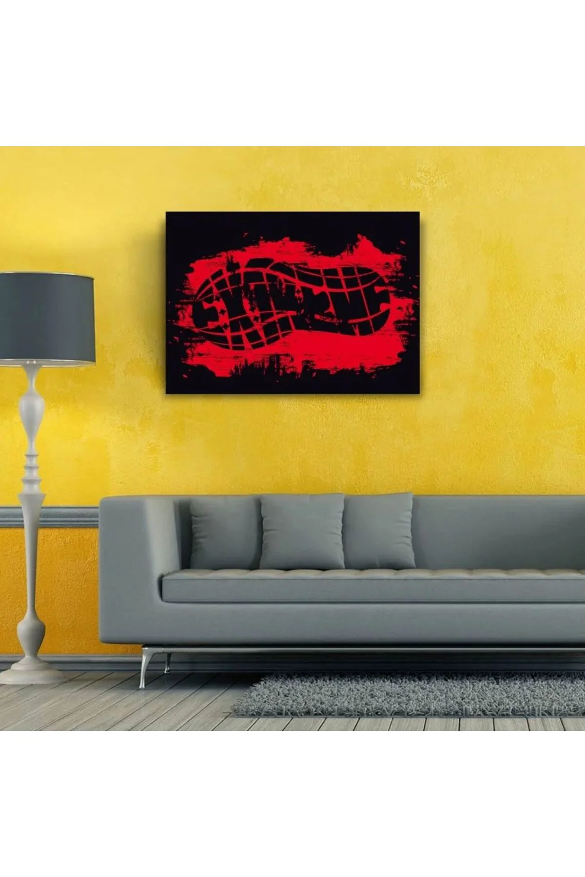 Kırmızı ve Siyah Tonlarda Ayakkabı İzi Kanvas Tablo 50 x 70