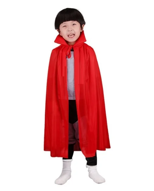 Kırmızı Yakalı Pelerin Çocuk Boy 90 cm - Kaliteli Kumaş Bağlama Aparatlı
