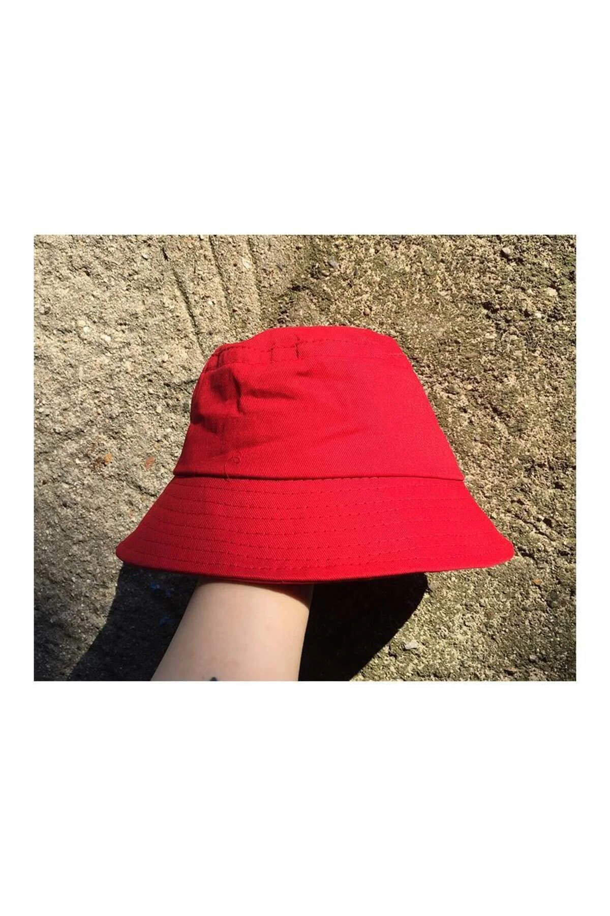 Kırmızı Yazlık Bucket Şapka Kırmızı Yazlık Bucket Şapka