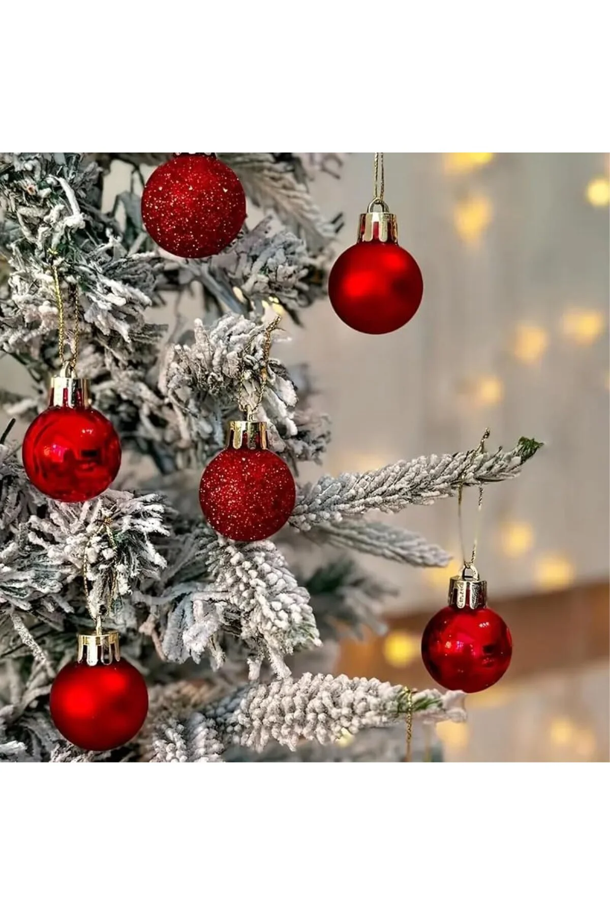 Kırmızı Yılbaşı Ağacı Süsü 3cm Simli Ve Parlak Minik Cici Top Ağa