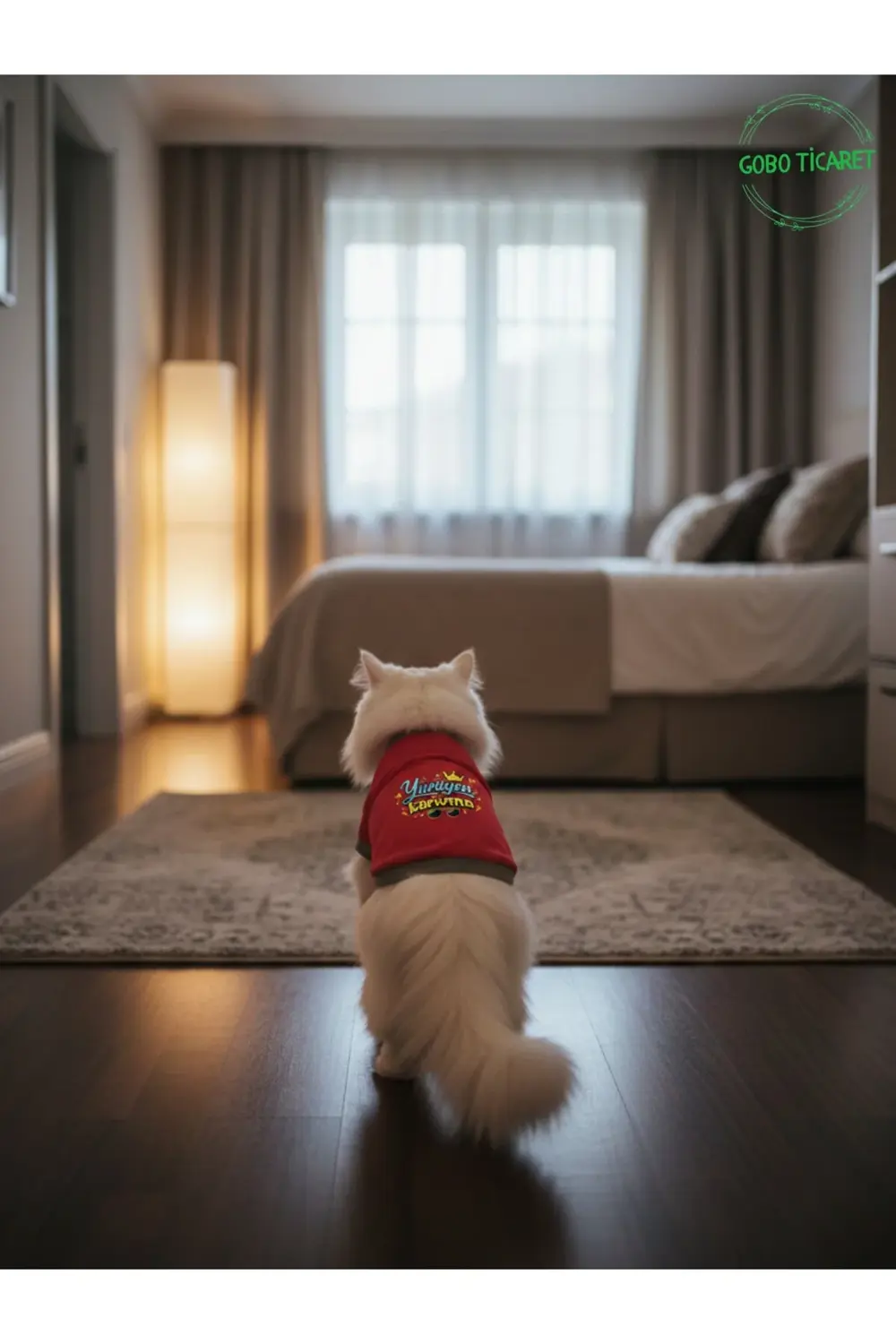 Kırmızı Yürüyen Karizma Yazılı Kedi ve Köpek Kıyafeti Tişörtü Elb