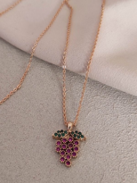 Tükkan Accessories Kirmizi Zirkon Taş Üzüm Gold Kolye-Kol170 Tükkan Accessories Kirmizi Zirkon Taş Üzüm Gold Kolye-Kol170