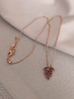 Tükkan Accessories Kirmizi Zirkon Taş Üzüm Gold Kolye-Kol170 Tükkan Accessories Kirmizi Zirkon Taş Üzüm Gold Kolye-Kol170