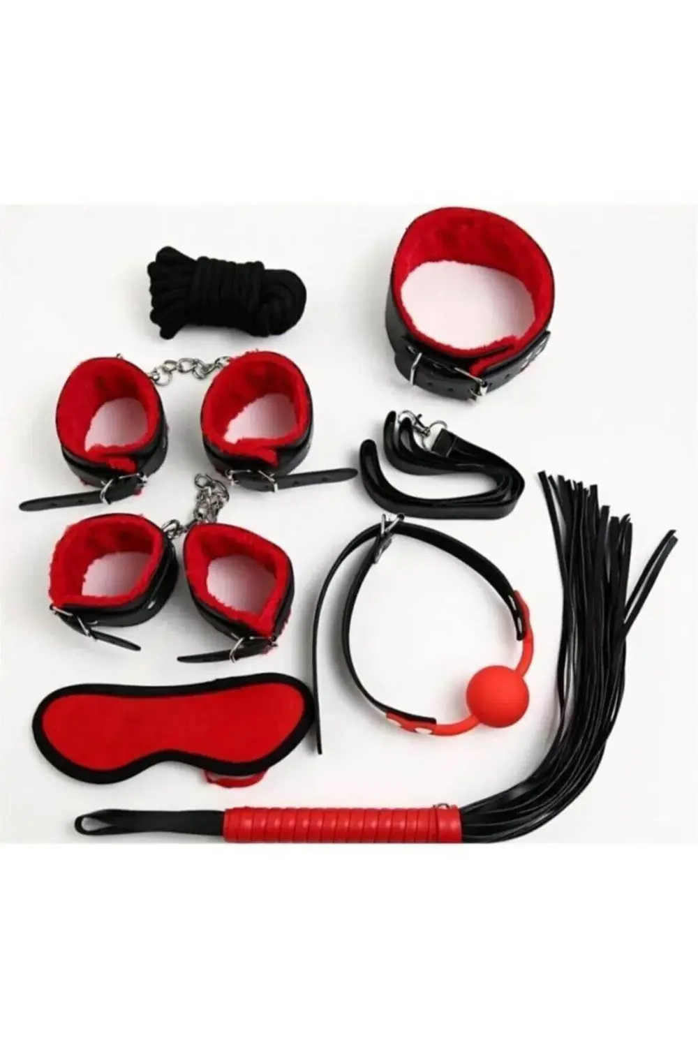 Pilelistore Kırmızı/Siyah İçi Tüğlü Deri 7 Li Harnes Set 700033