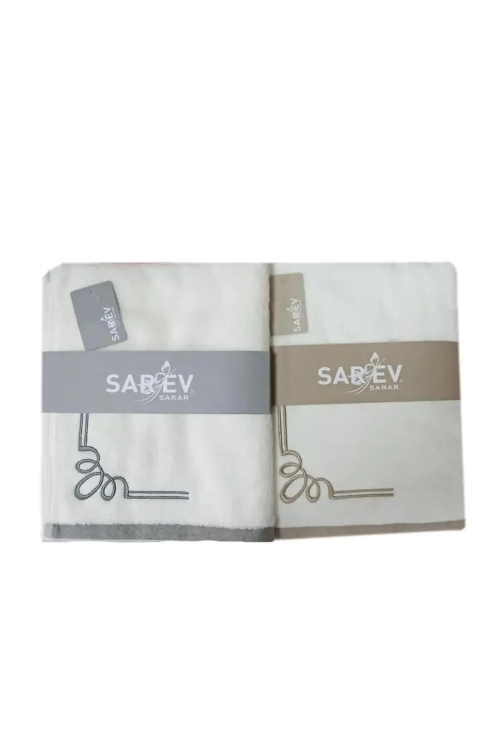 Kiros Nakışlı Havlu 2 Adet Gri-kahve