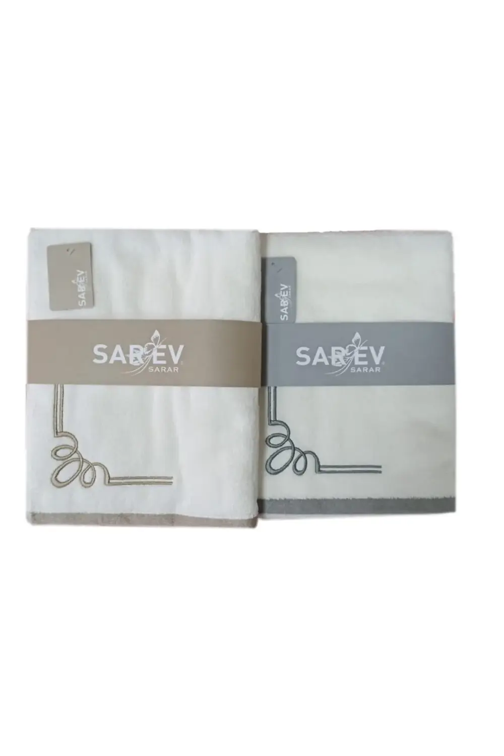 Kiros Nakışlı Havlu 2 Adet Gri-kahve