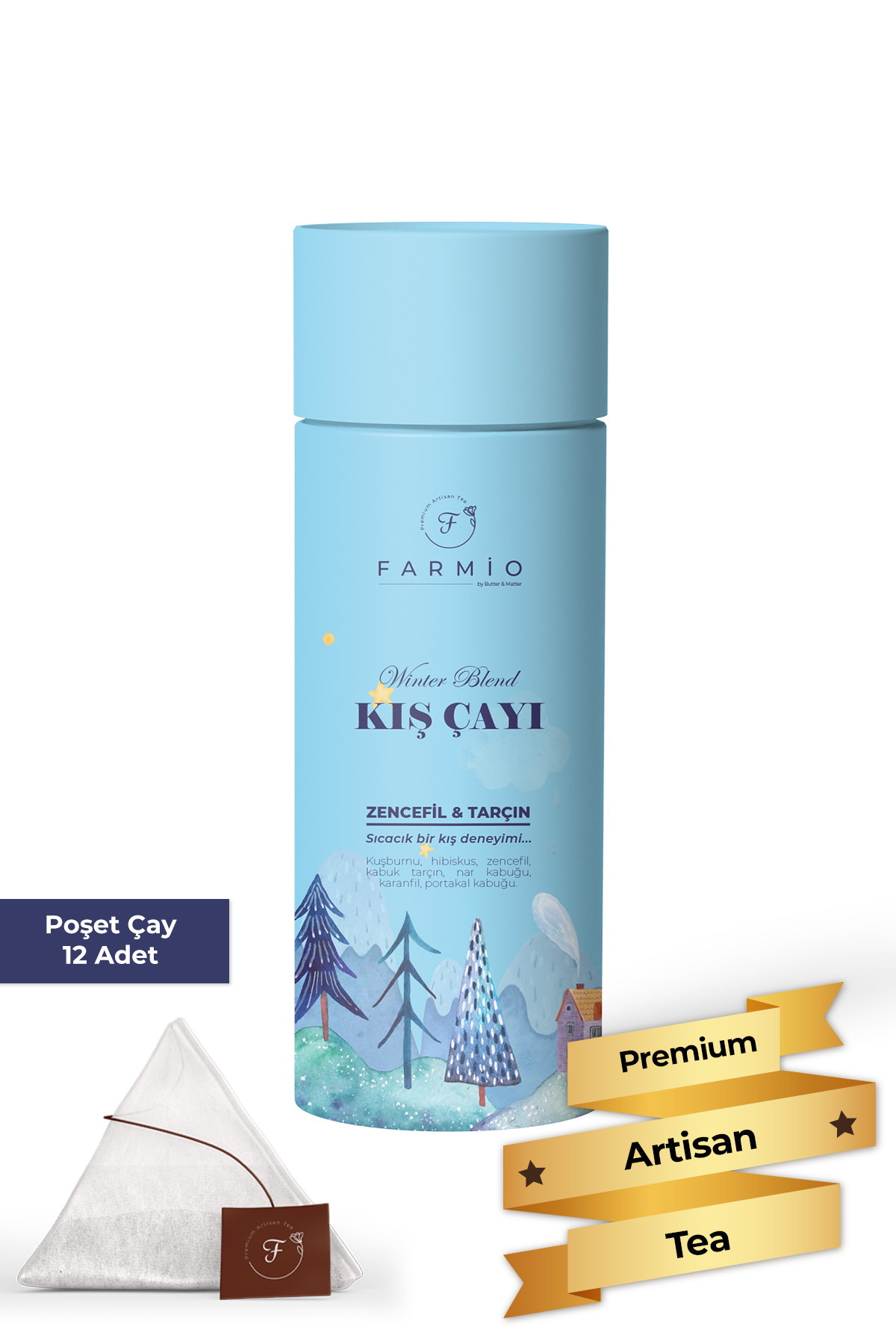 KIŞ ÇAYI – 12 Poşet – Premium Karışım – Kuşburnu, Hibiskus, Tarçı