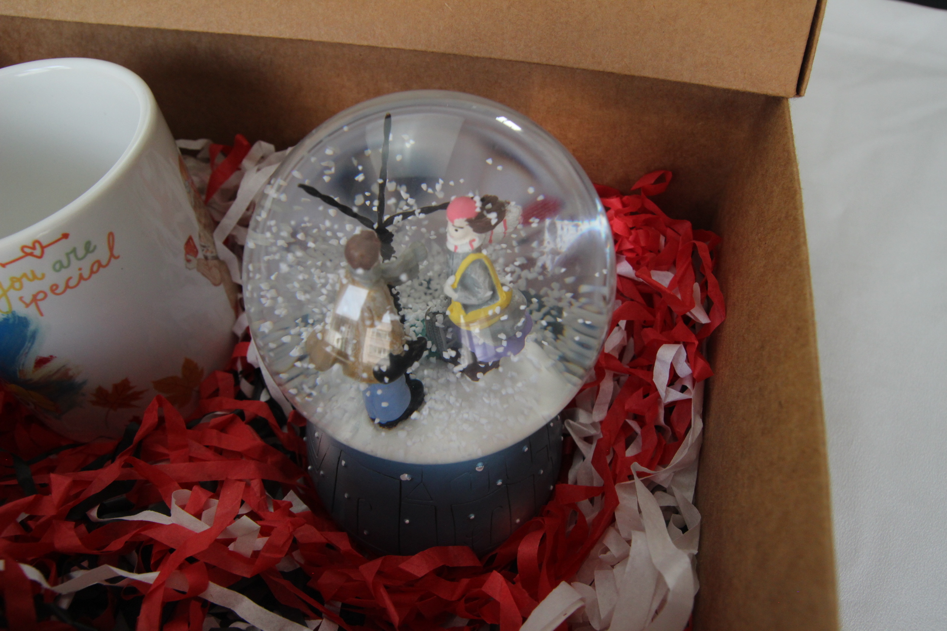 Kış Masalı Temalı Işıklı Müzikli Kar Küresi Ve Best Friends Temalı Kupa Bardak Hediye Kutusu