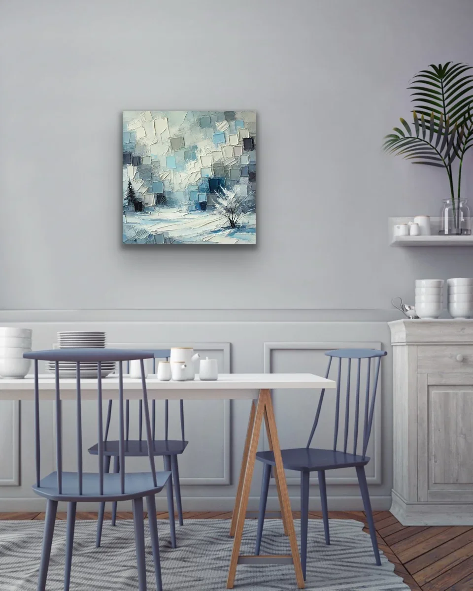 Kış Mevsimi Kanvas Tablo 60x60cm - Şaseye Hazır, Çerçevesiz Duvar Sanatı