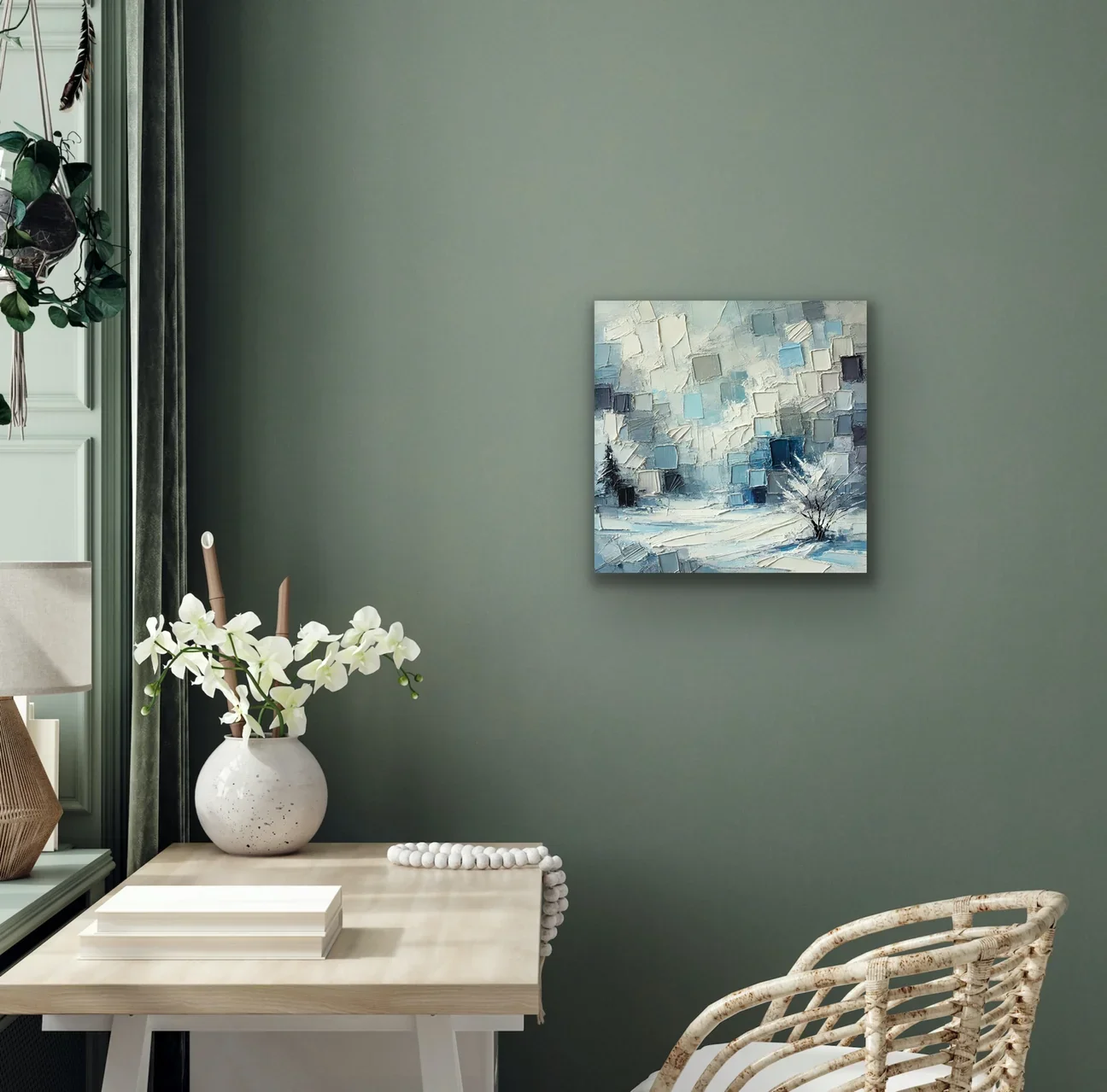 Kış Mevsimi Kanvas Tablo 60x60cm - Şaseye Hazır, Çerçevesiz Duvar Sanatı