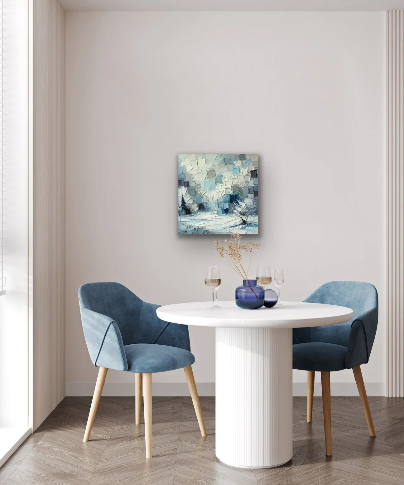 Kış Mevsimi Kanvas Tablo 60x60cm - Şaseye Hazır, Çerçevesiz Duvar Sanatı