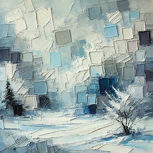 Kış Mevsimi Kanvas Tablo 60x60cm - Şaseye Hazır, Çerçevesiz Duvar Sanatı