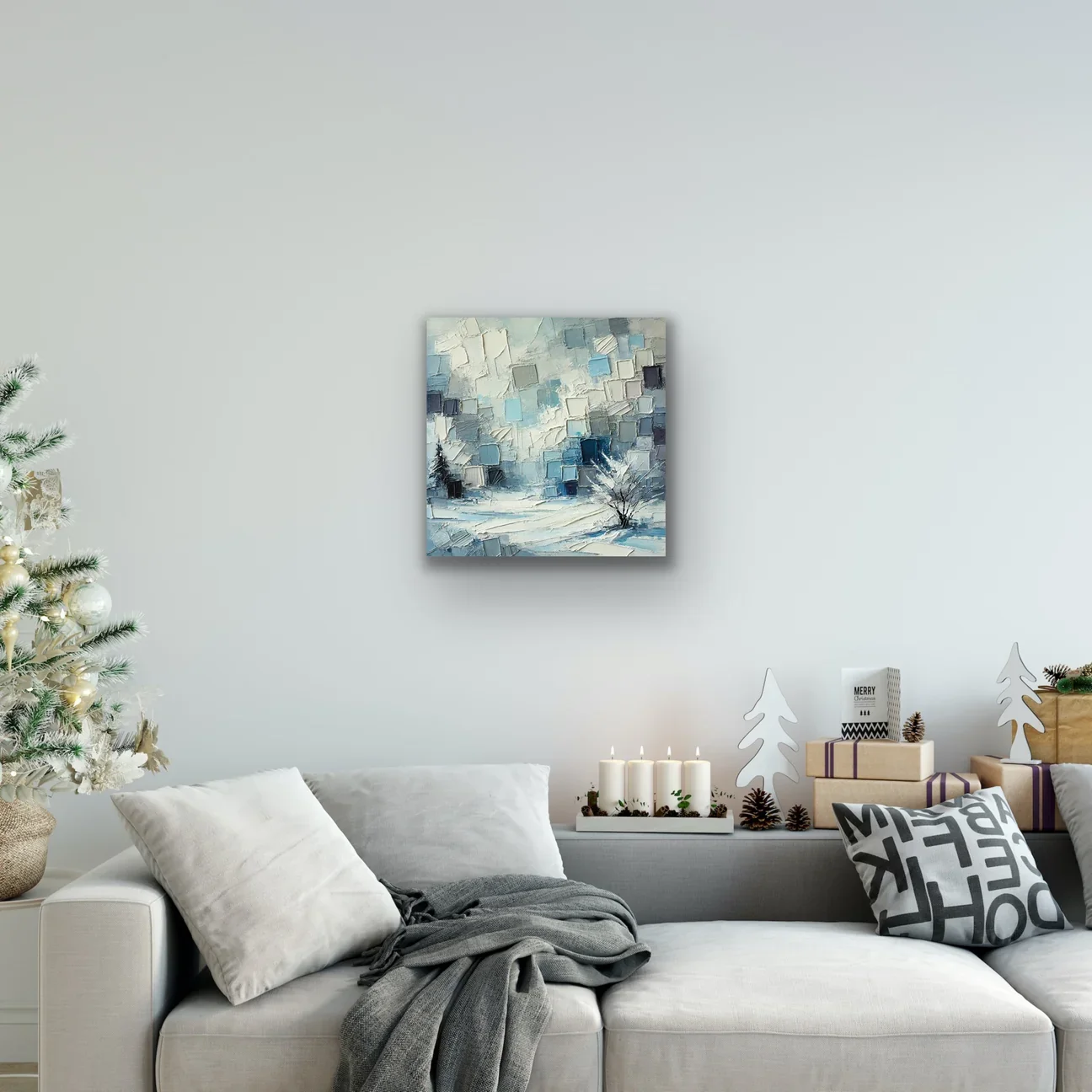 Kış Mevsimi Kanvas Tablo 60x60cm - Şaseye Hazır, Çerçevesiz Duvar Sanatı