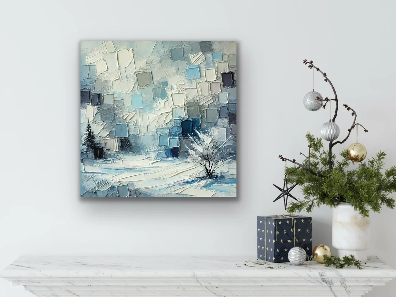 Kış Mevsimi Kanvas Tablo 60x60cm - Şaseye Hazır, Çerçevesiz Duvar Sanatı