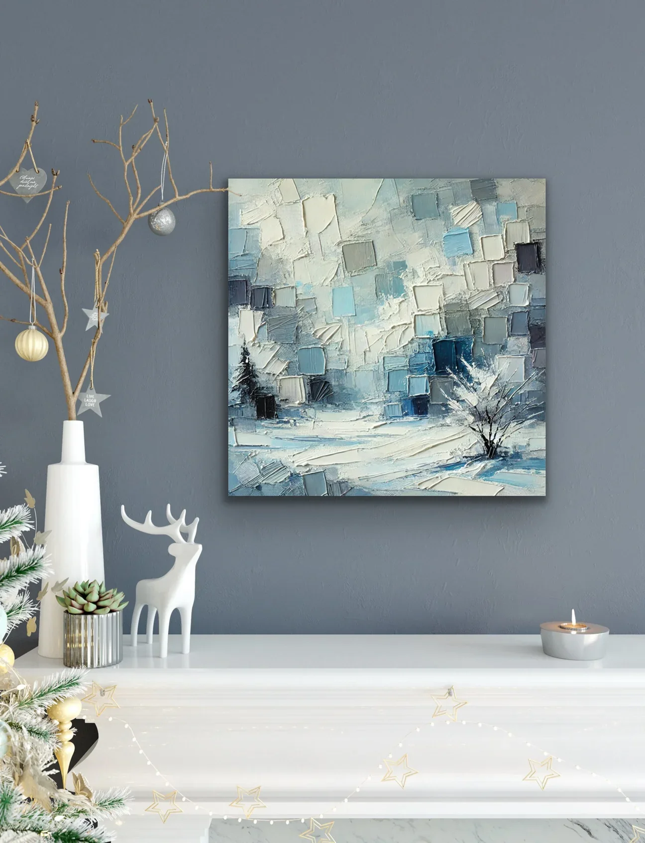 Kış Mevsimi Kanvas Tablo 60x60cm - Şaseye Hazır, Çerçevesiz Duvar Sanatı