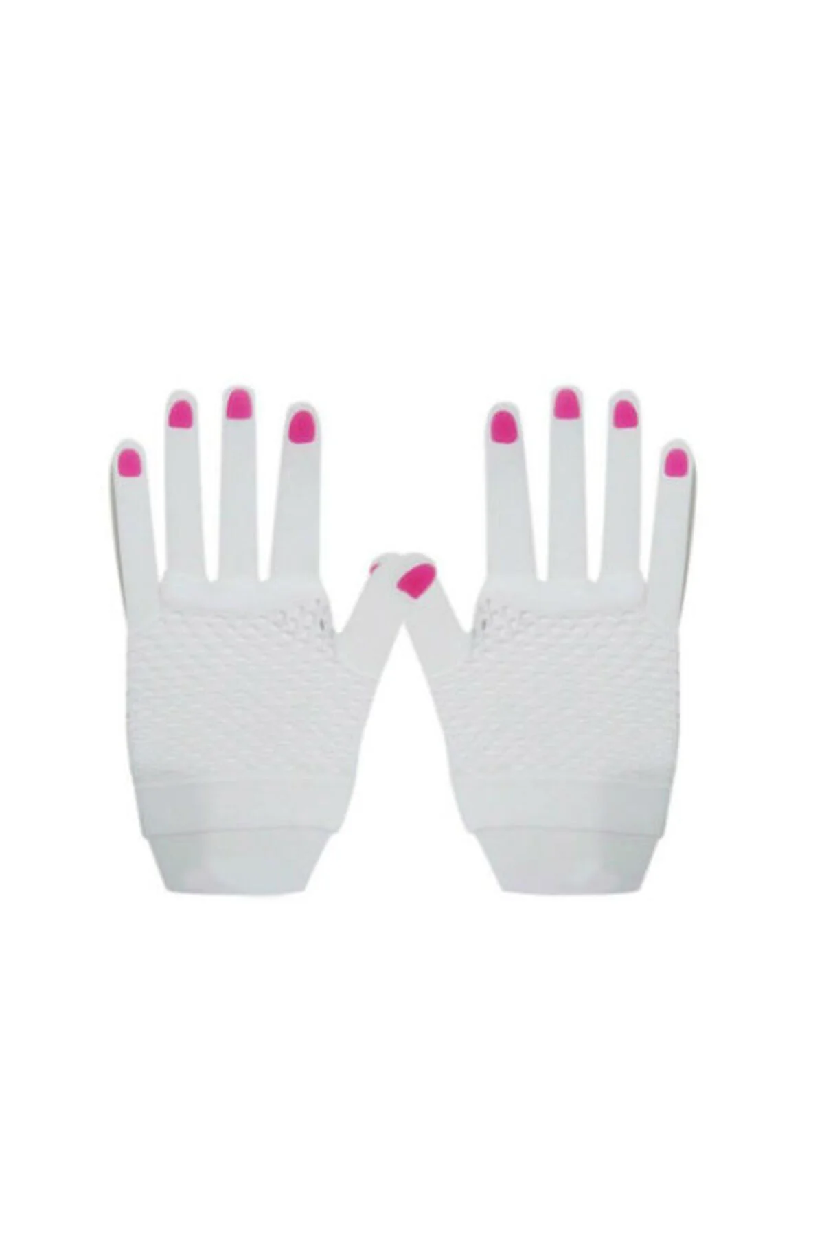 Kısa Fosforlu File Eldiven - Beyaz