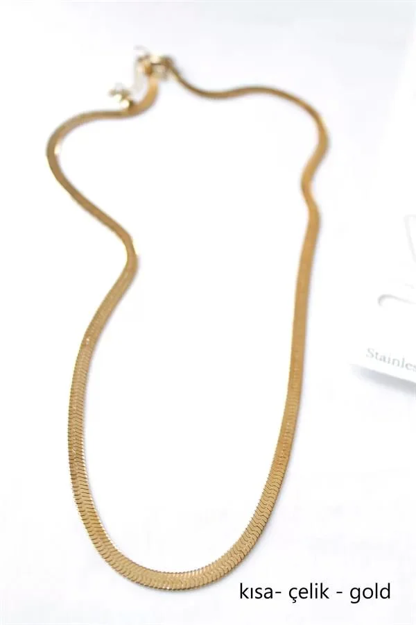Kısa İtalyan Çelik Kolye - 45 CM Altın Renk Kısa İtalyan Çelik Kolye - 45 CM Altın Renk