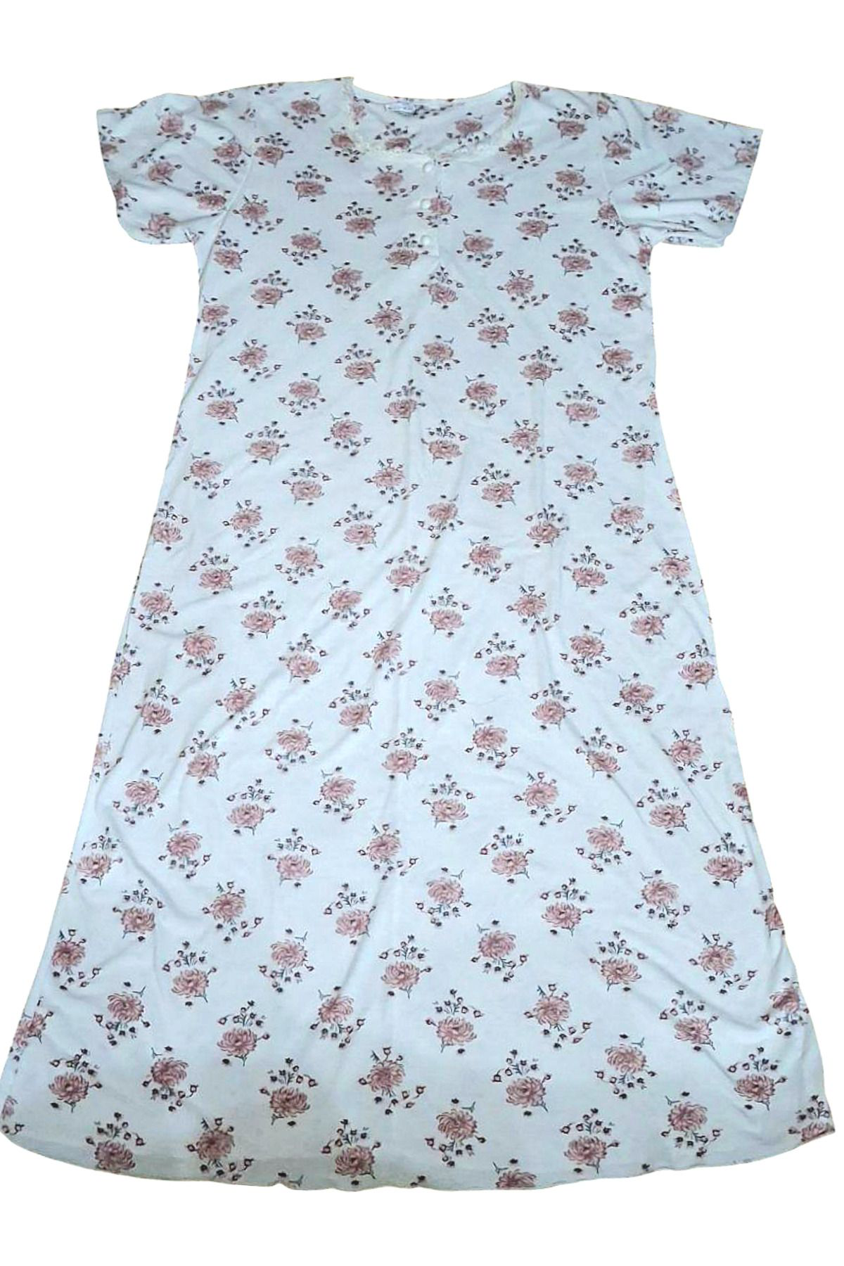 Kısa Kol Bambu Kadın Gecelik EKRU