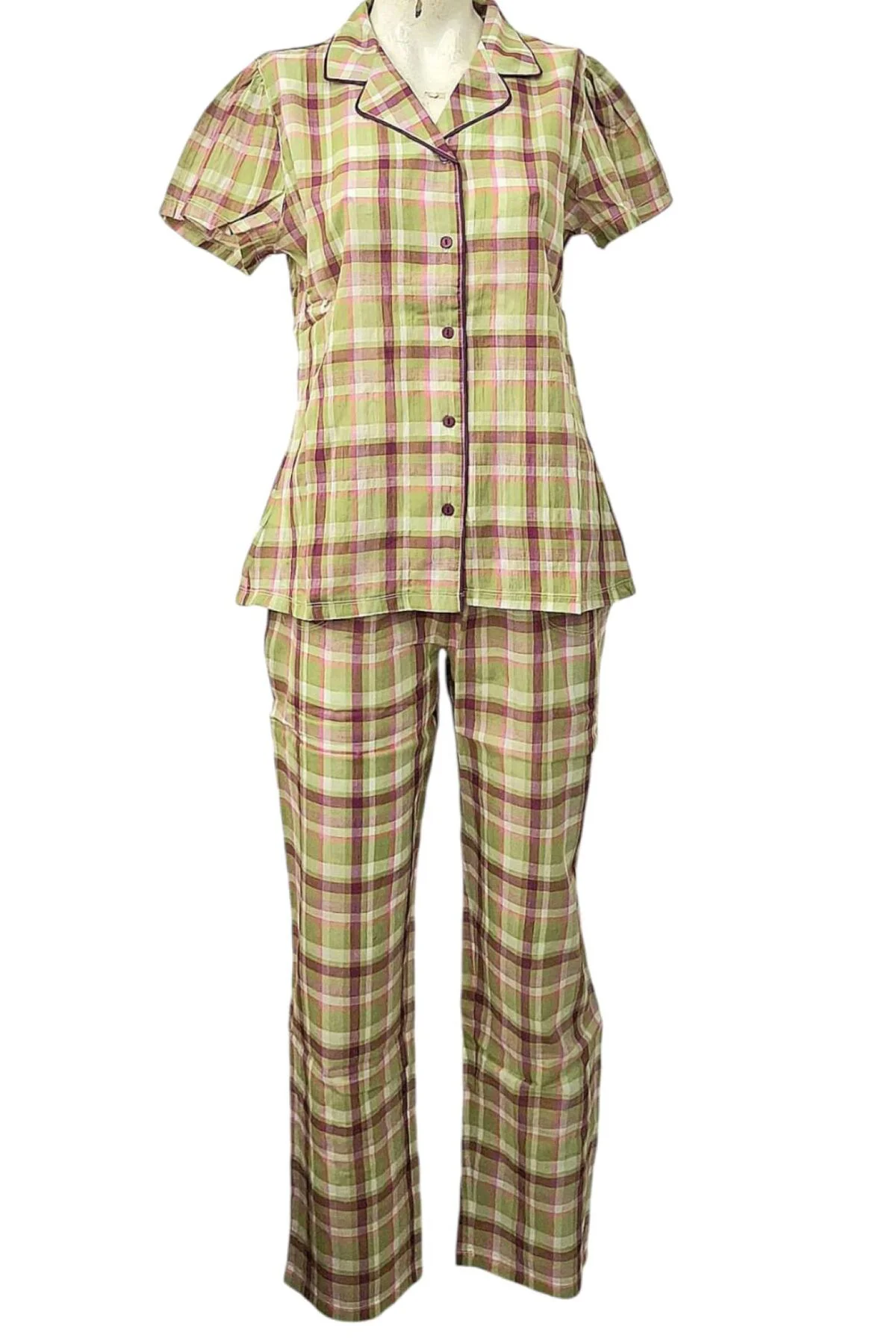 Kısa Kol Boy Düğmeli Poplin Kadın Pijama Takımı