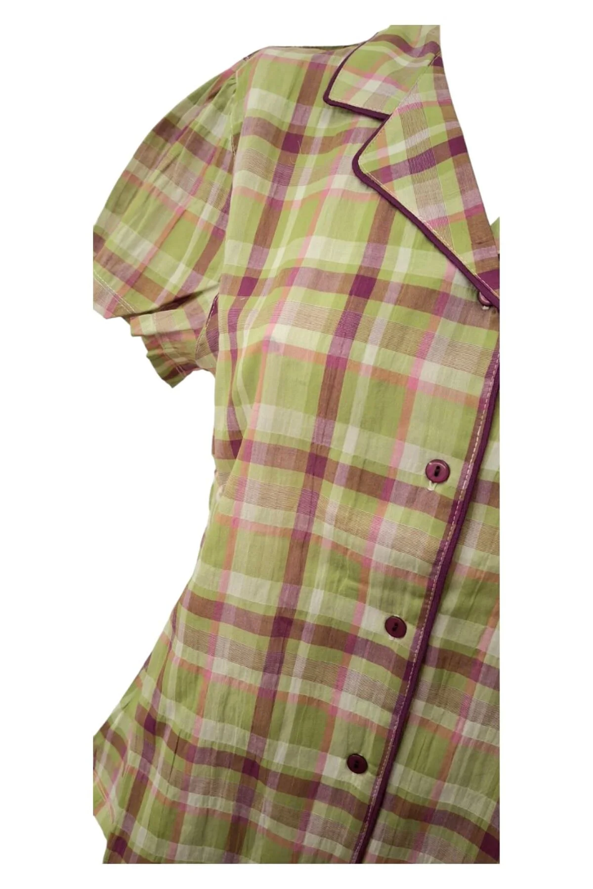 Kısa Kol Boy Düğmeli Poplin Kadın Pijama Takımı