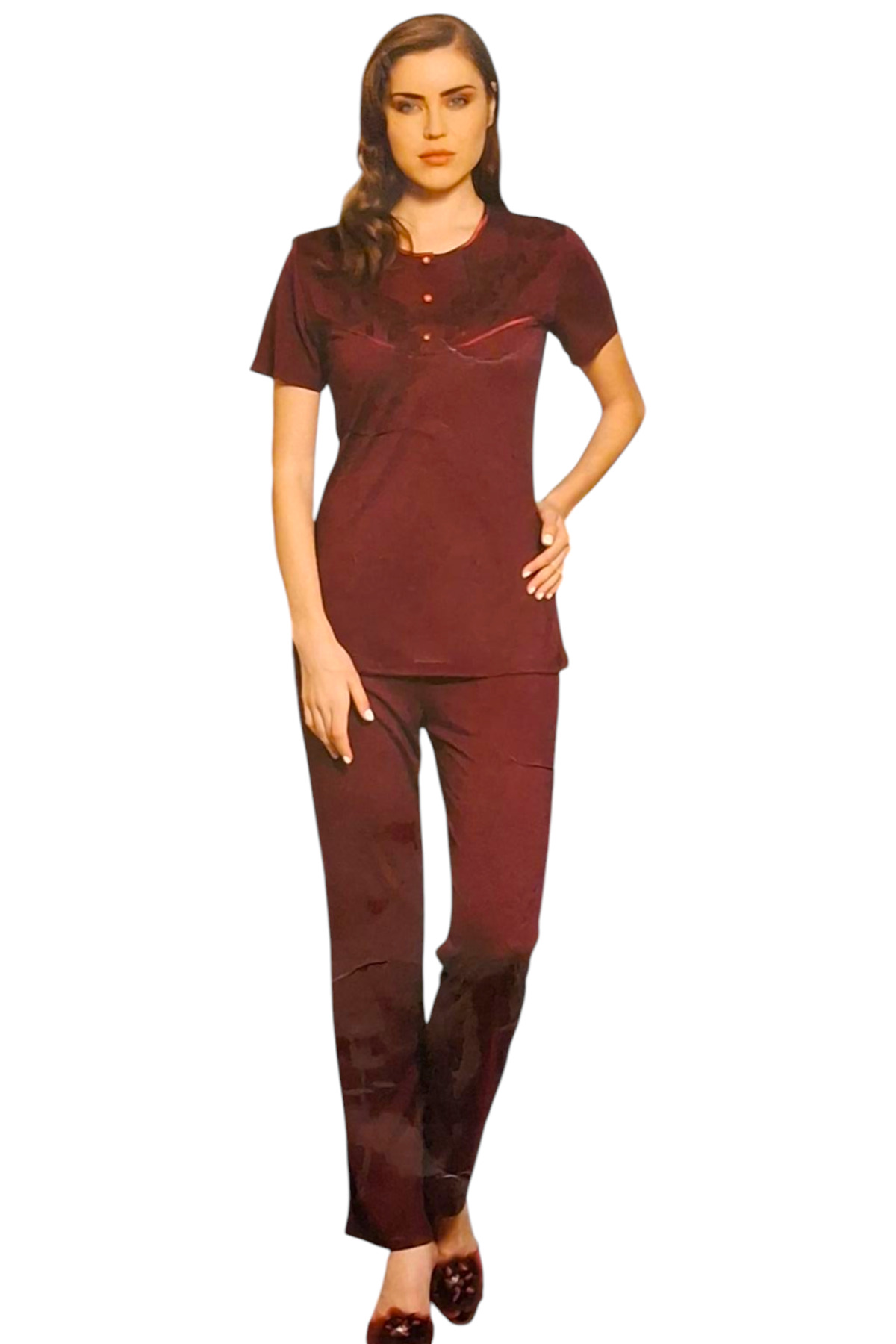 Kısa Kol Kadın Pijama Takımı BORDO