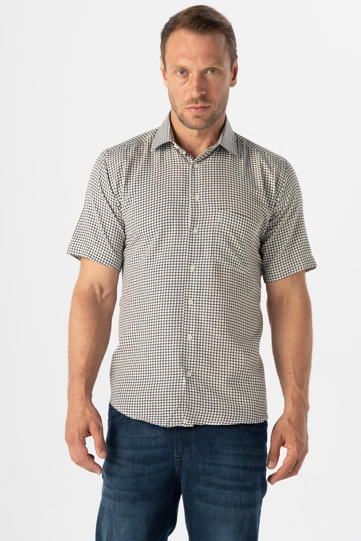Süvari Kısa Kol Regular Kalıp Kareli Gömlek