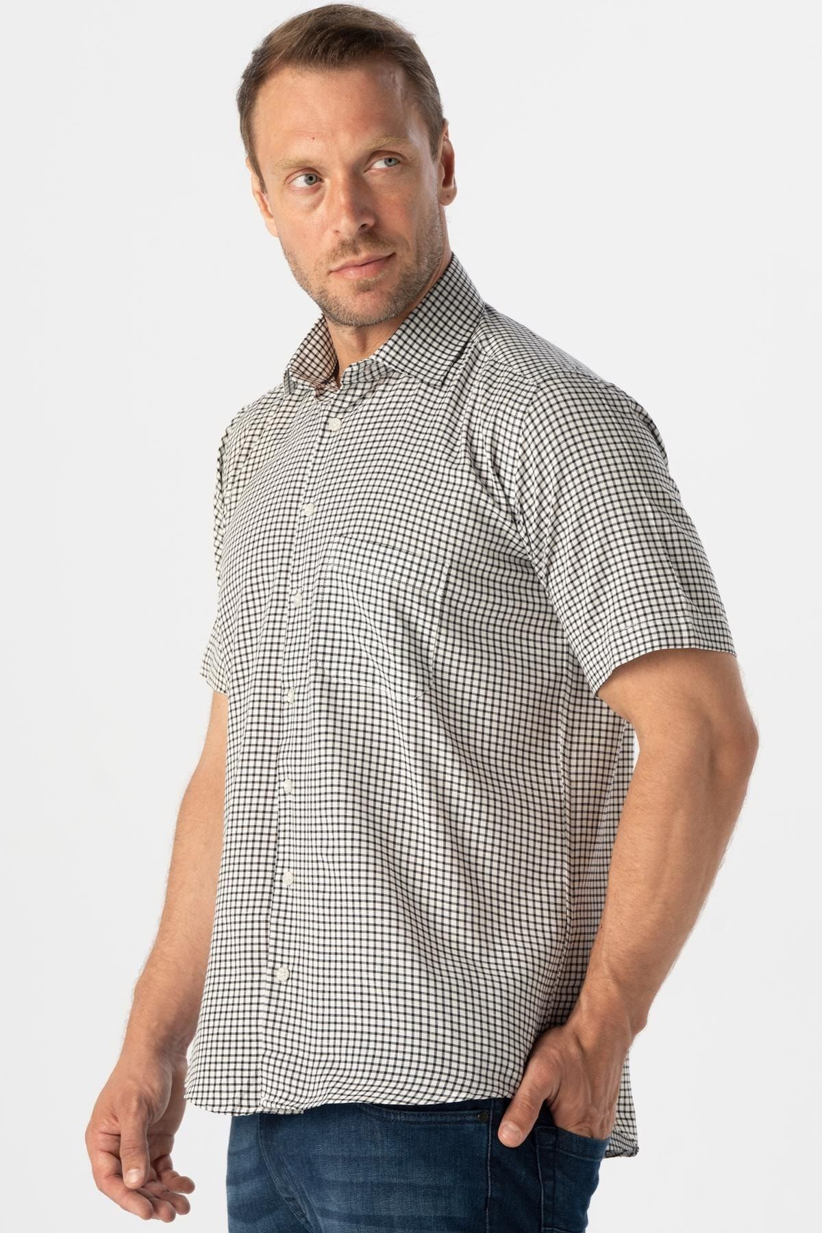 Süvari Kısa Kol Regular Kalıp Kareli Gömlek