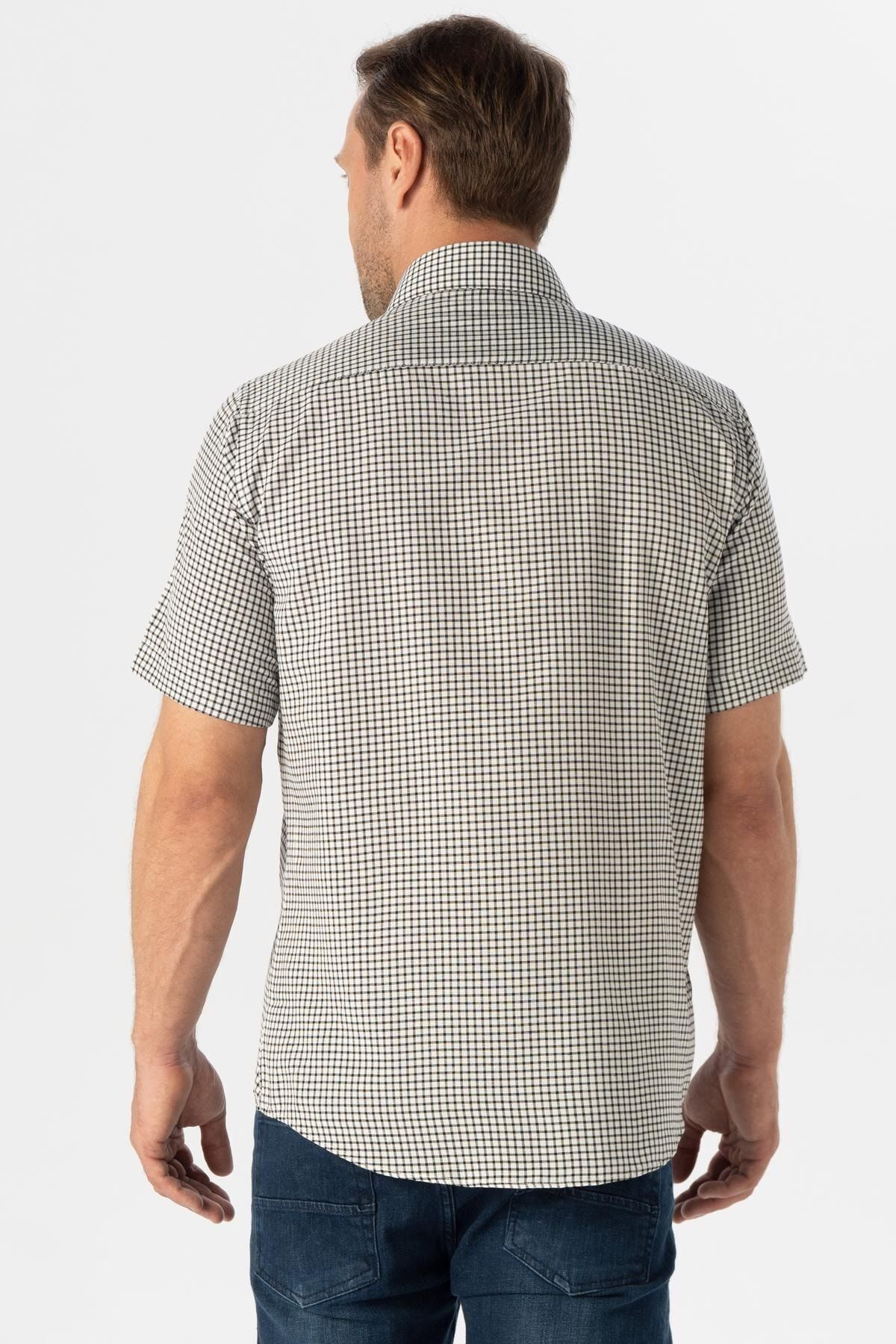Süvari Kısa Kol Regular Kalıp Kareli Gömlek