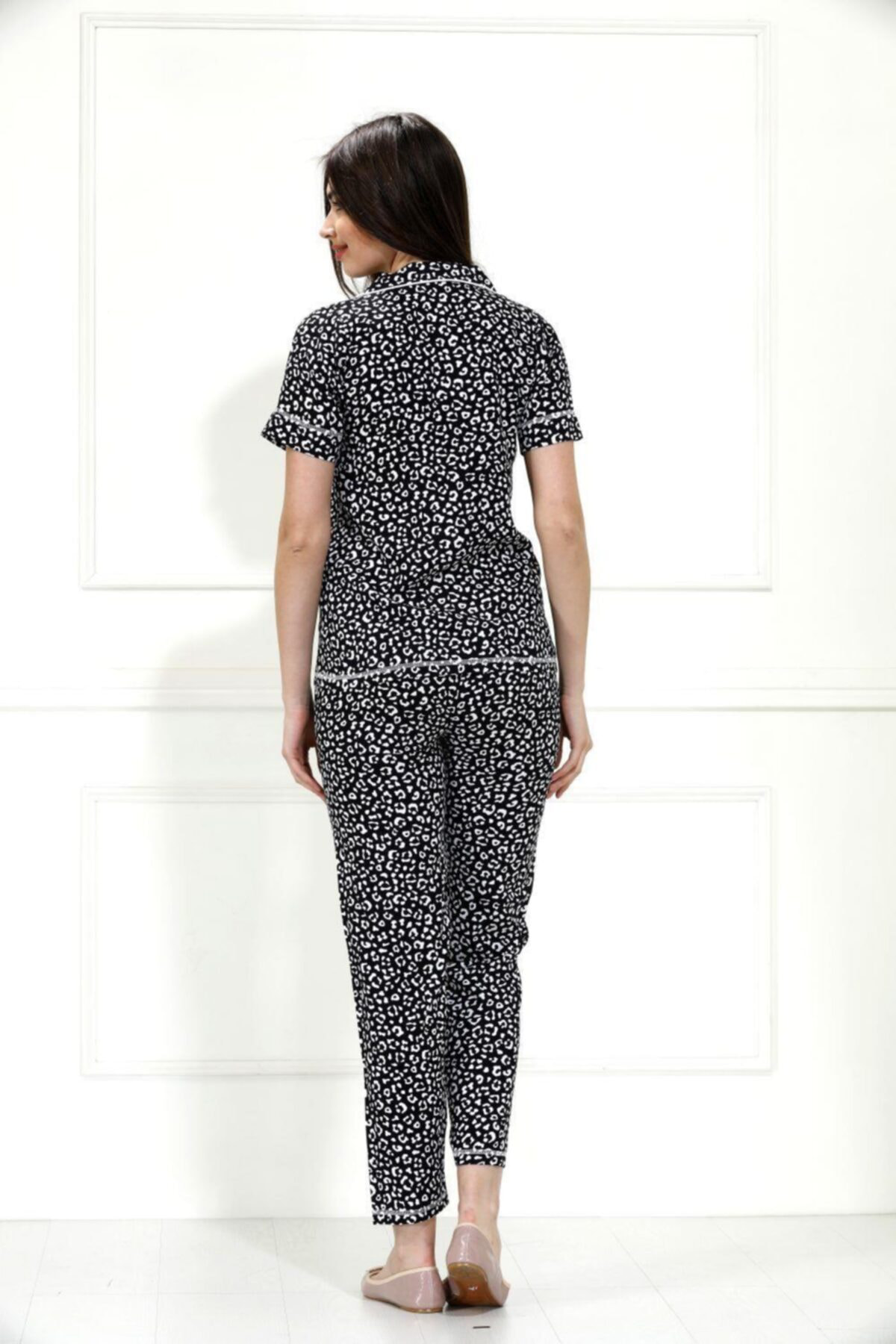 Kısa Kol Yazlık Bambu Dokuma Kumaş Pijama Takımı / 98003