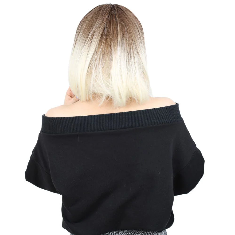 Kısa Küt Perçemli Fiber Sen Peruk / Kumral / Platin Ombreli