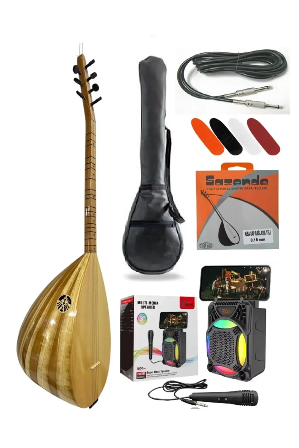 Kısa Sap Bağlama Saz Seti Üst Kalite Jak Girişli