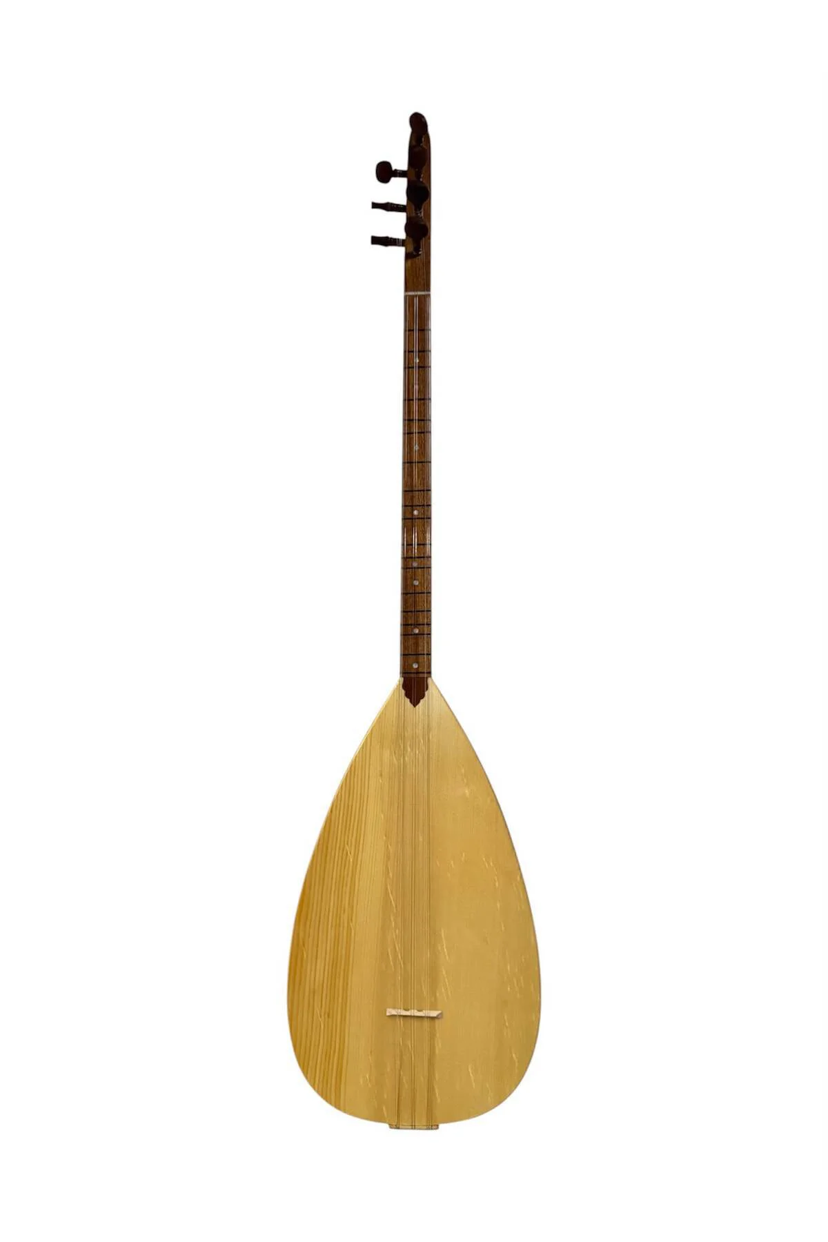 Kısa Sap Üst Kalite Çift Kafes Bağlama Maun Tekne, Ladin Kapak, Maun Sap Kılıf Hediyeli