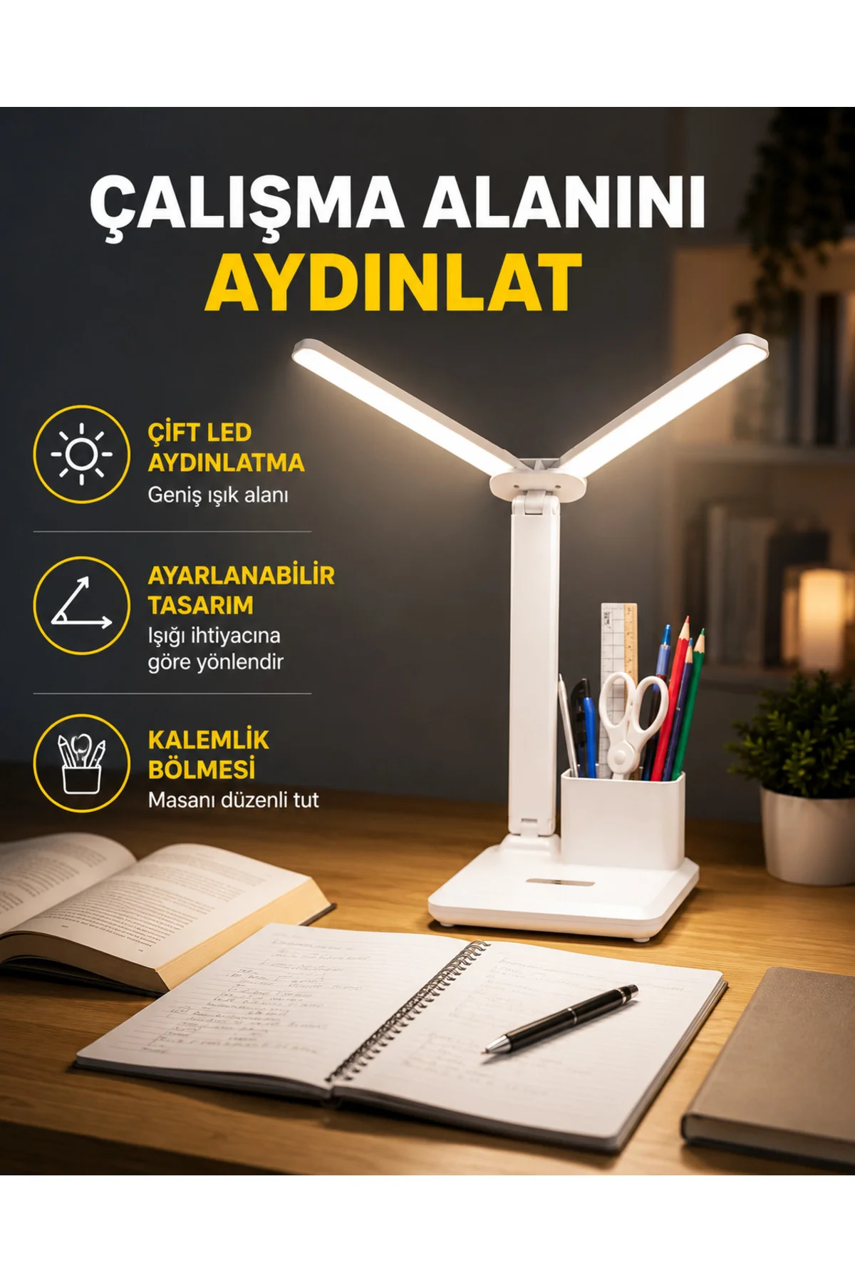 Kısılabilir Led Masa Lambası – Kalemlik Ve Telefon Standlı, Göz Yormayan Işık Yeni Nesil Kısılabilir Led Masa Lambası – Kalemlik Ve Telefon Standlı, Göz Yormayan Işık Yeni Nesil