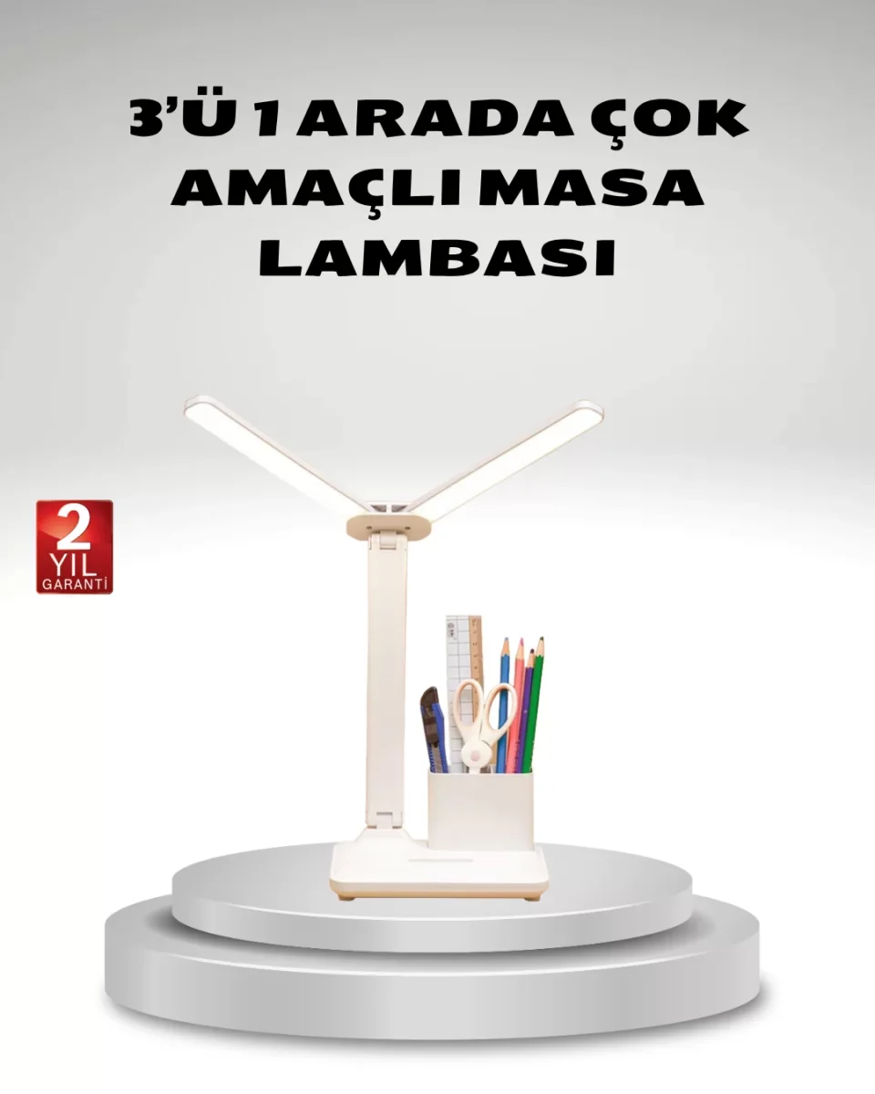 Kısılabilir LED Masa Lambası – Kalemlik ve Telefon Standlı, Göz Yormayan Işık - Lisinya