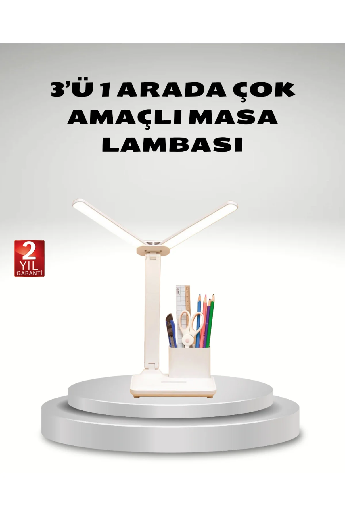 Kısılabilir LED Masa Lambası – Kalemlik ve Telefon Standlı, Göz Y
