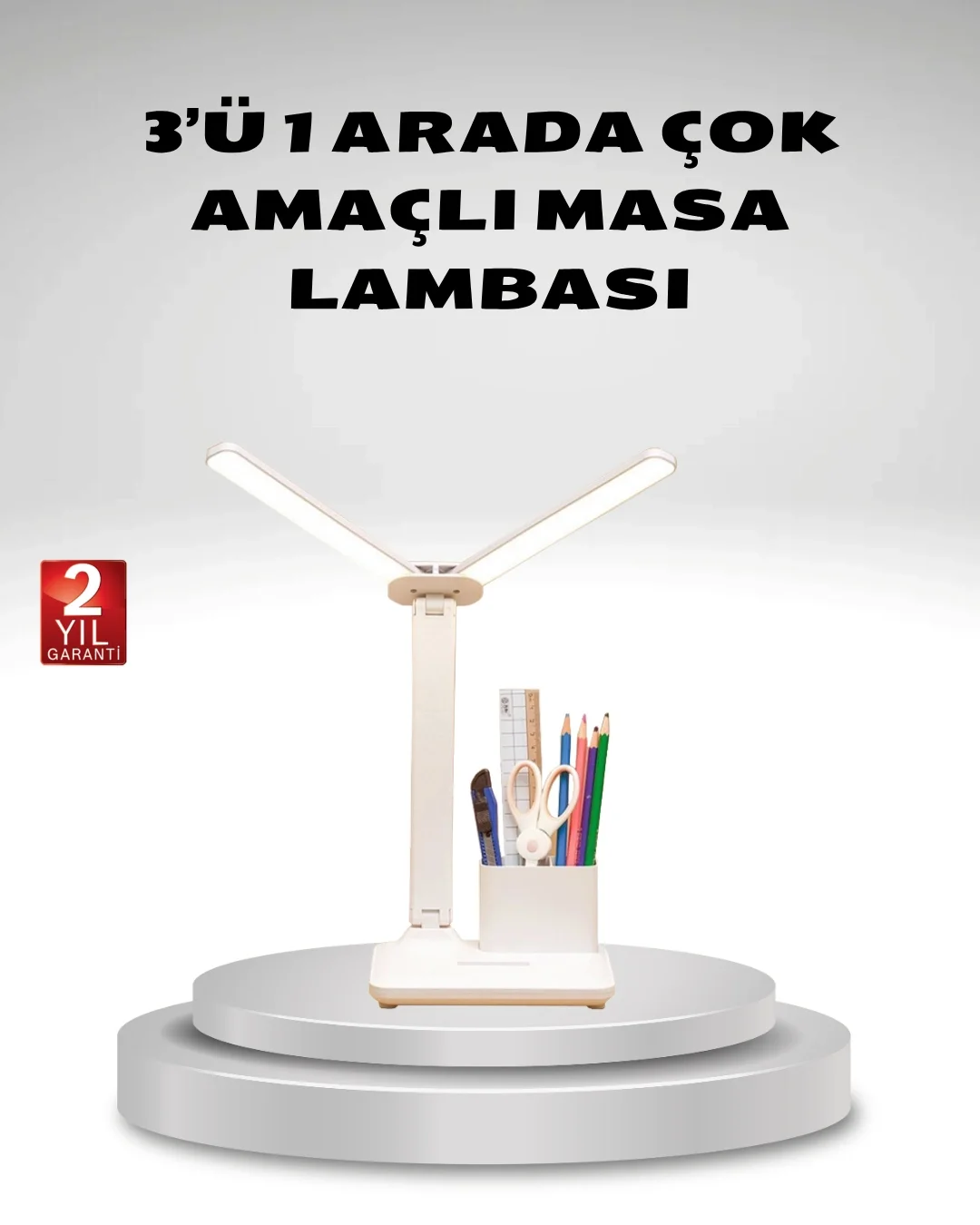 Kısılabilir LED Masa Lambası – Kalemlik ve Telefon Standlı, Göz Yormayan Işık