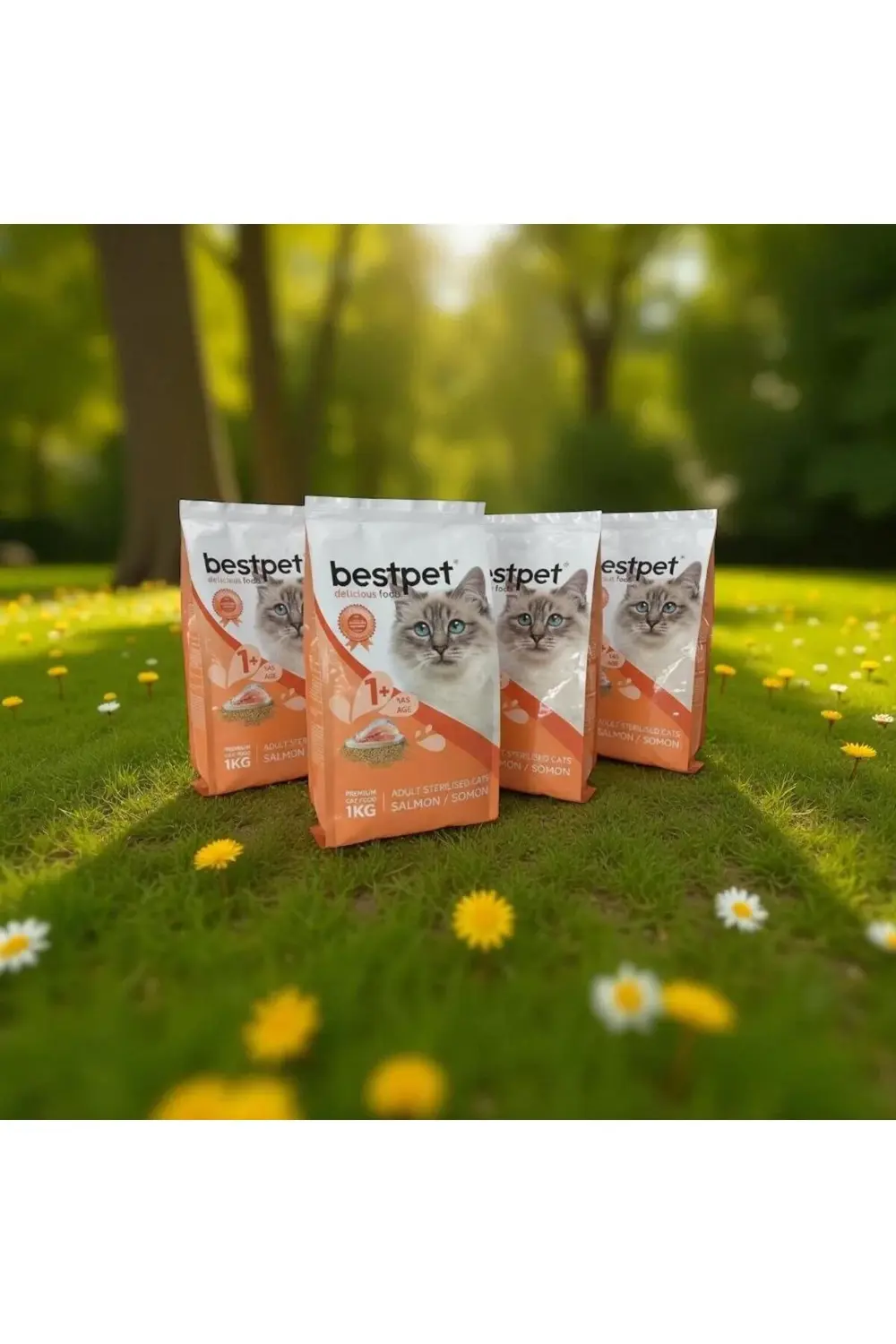 kısırlaştırılmış yetişkin somonlu kuru kedi maması 1kg*4 adet PET