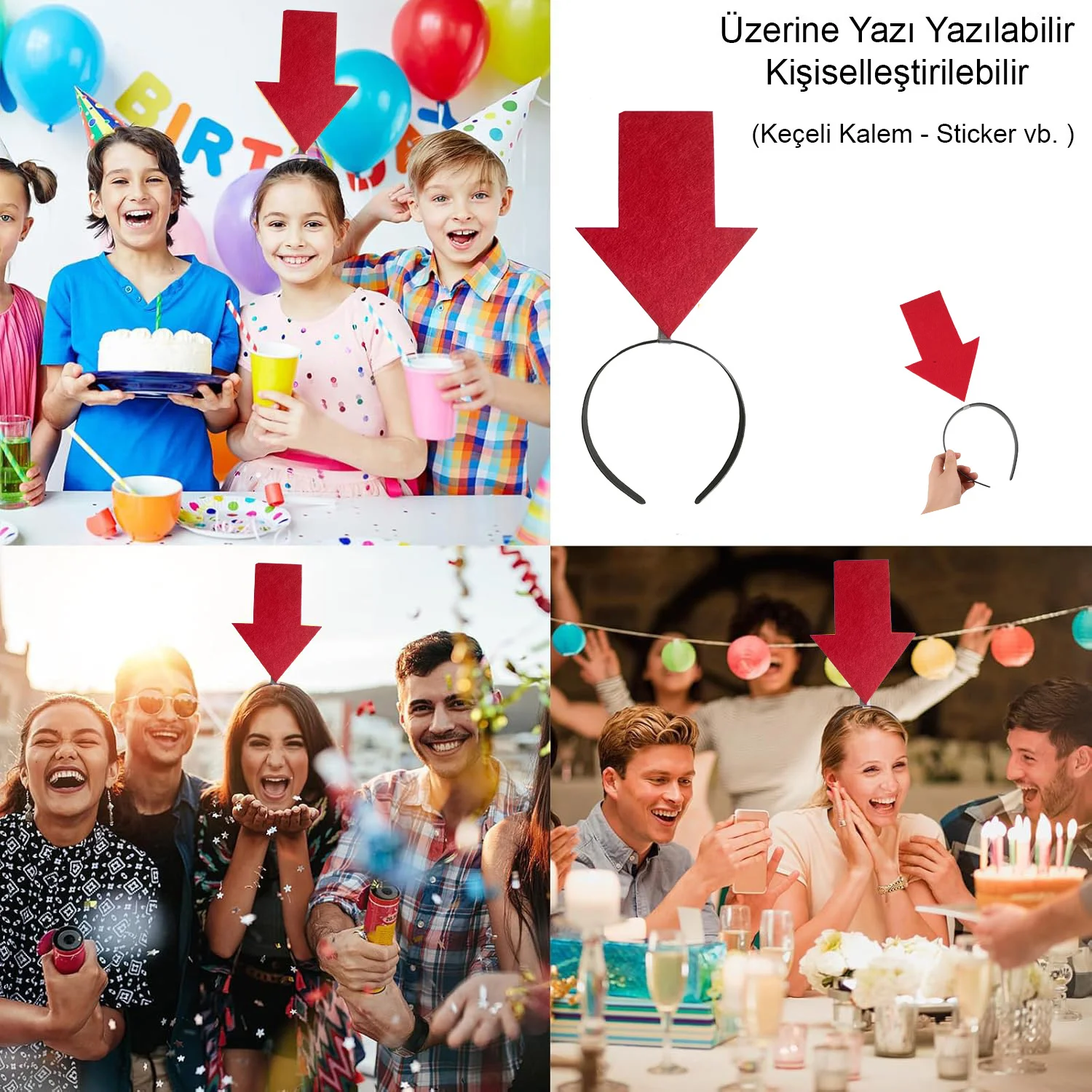 Kişiselleştirilebilir Ok Taç – Üzerine Yazı Yazılabilen Parti Tacı Kırmızı Fiyatı, Yorumları ve Özellikleri