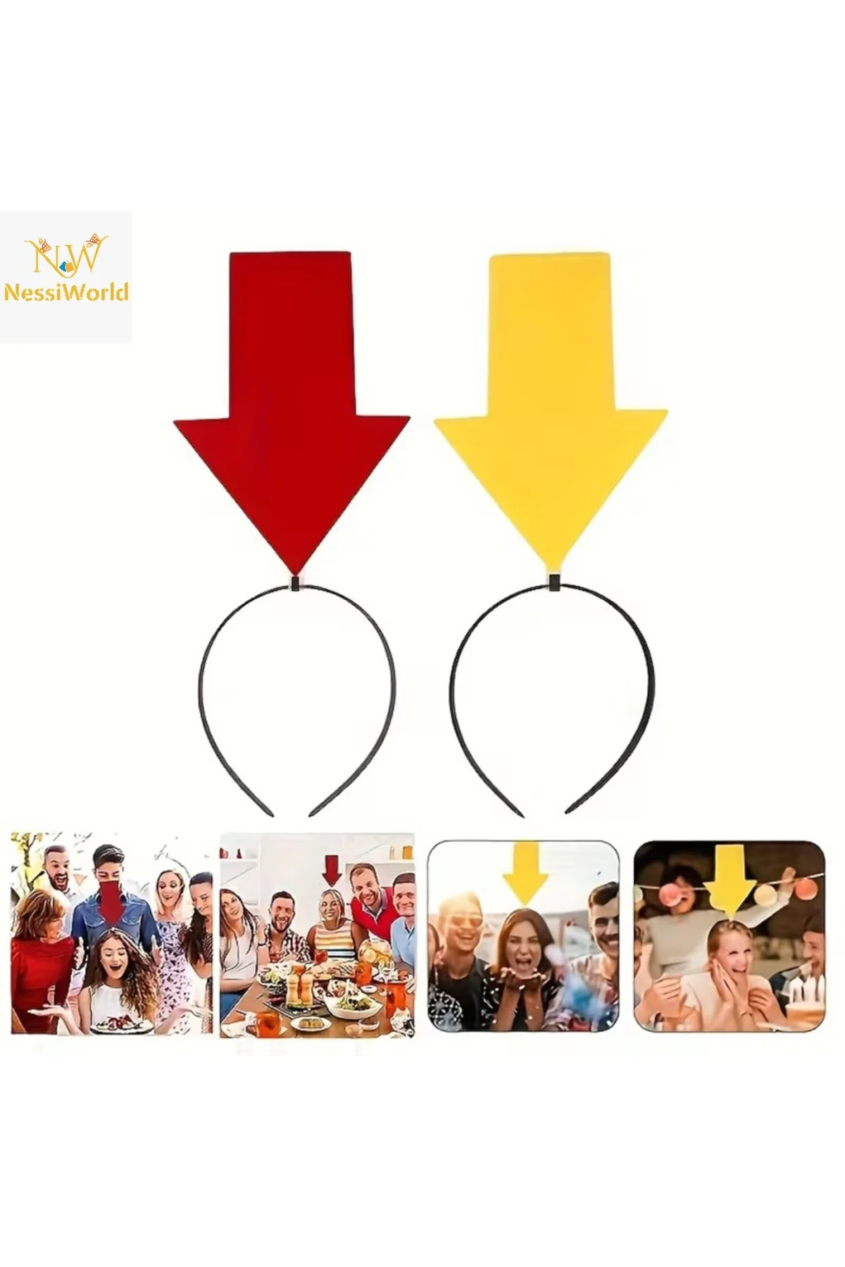 Kişiselleştirilebilir Ok İşaretli Mesaj Tacı (2’li Set Sarı-Kırmı