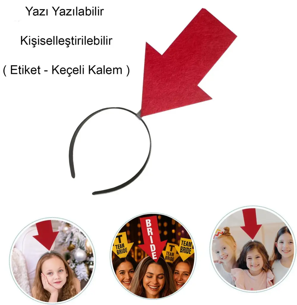 Kişiselleştirilebilir Ok Taç – Üzerine Yazı Yazılabilen Parti Tac