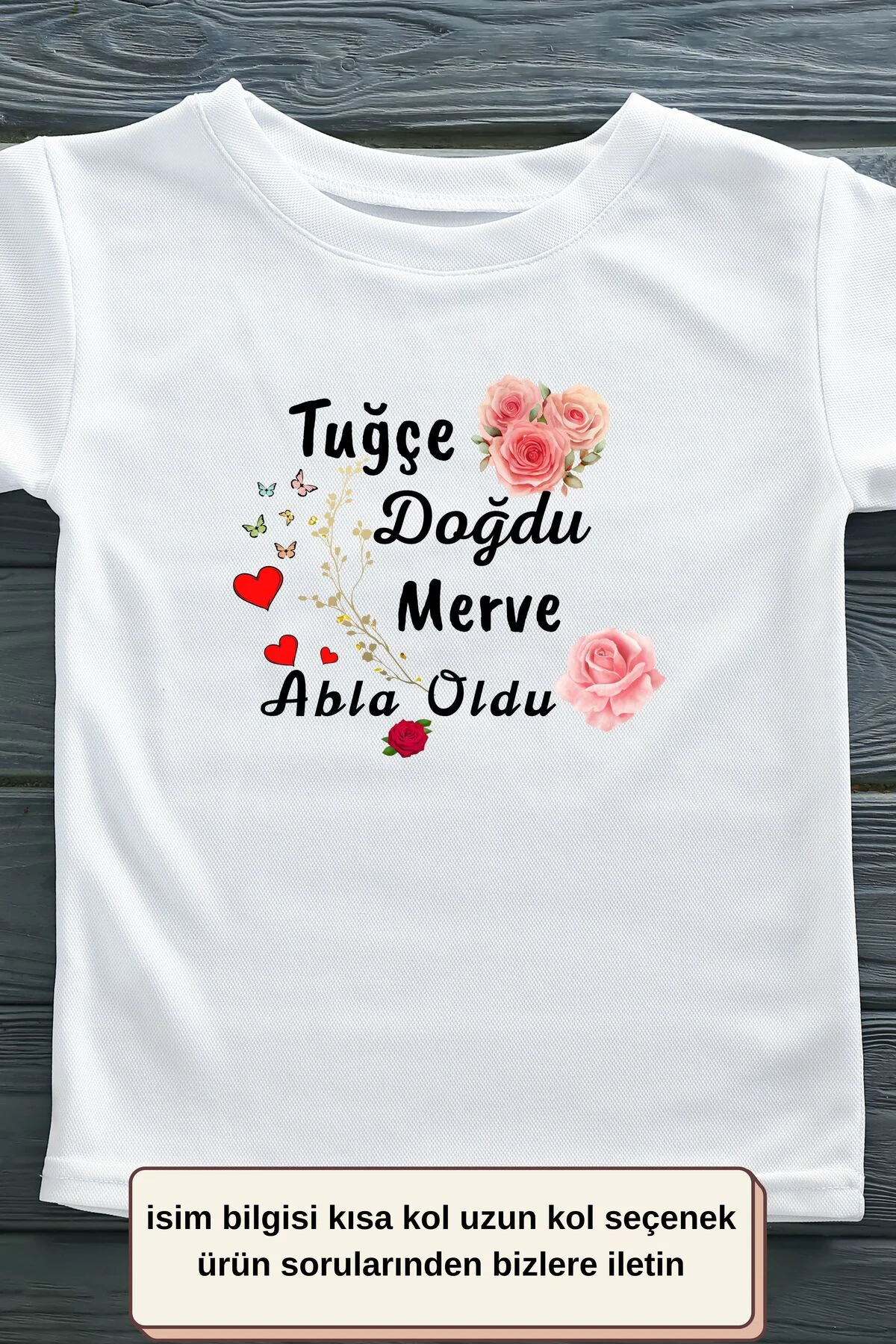 🌼 kişiye özel abla oldu 💕 Çocuk Tişörtü - %100 Pamuklu Kumaş
