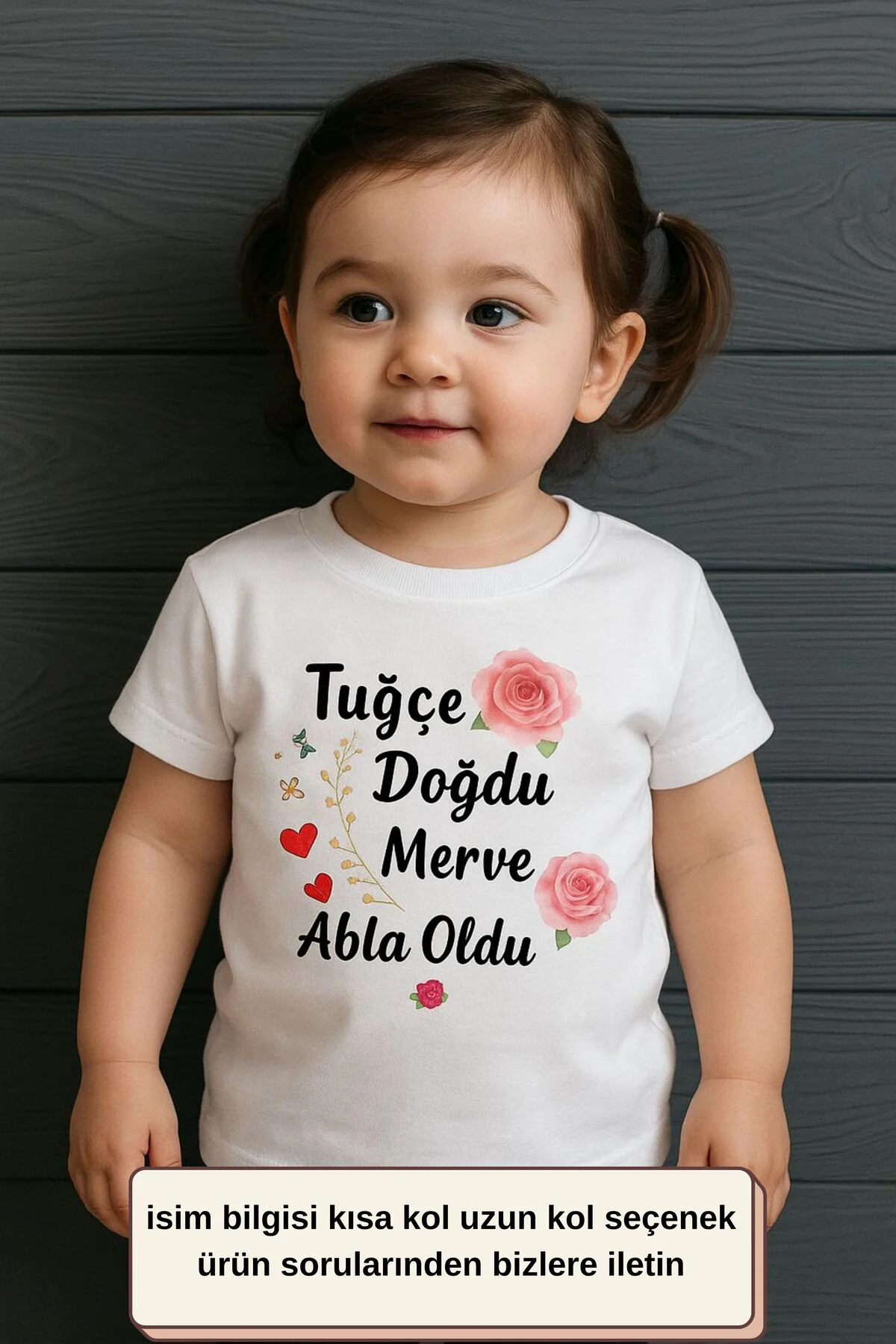🌼 kişiye özel abla oldu 💕 Çocuk Tişörtü - %100 Pamuklu Kumaş