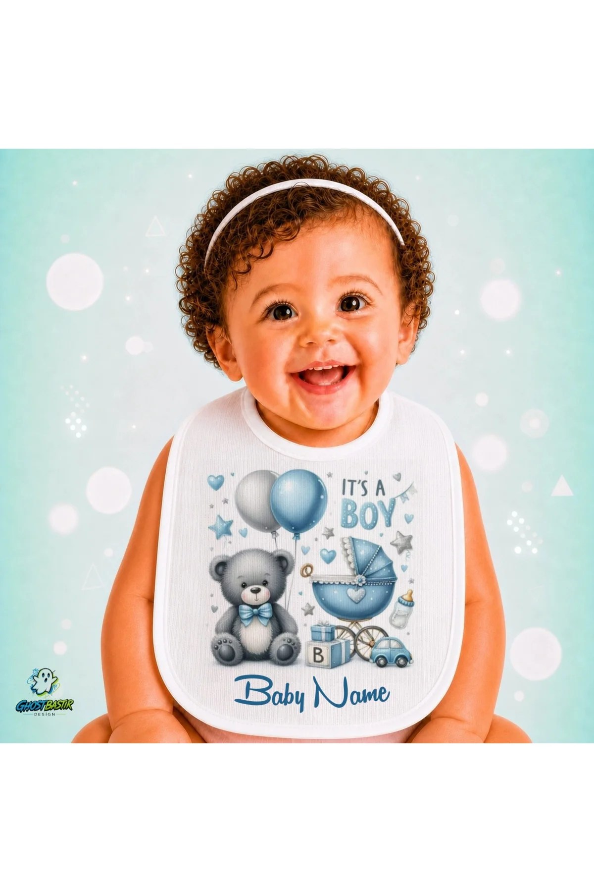 Kişiye Özel Ayıcıklı Keten Bebek Mama Önlüğü – Yumuşak, Emici, Yıkanabilir, Özel Tasarım P069