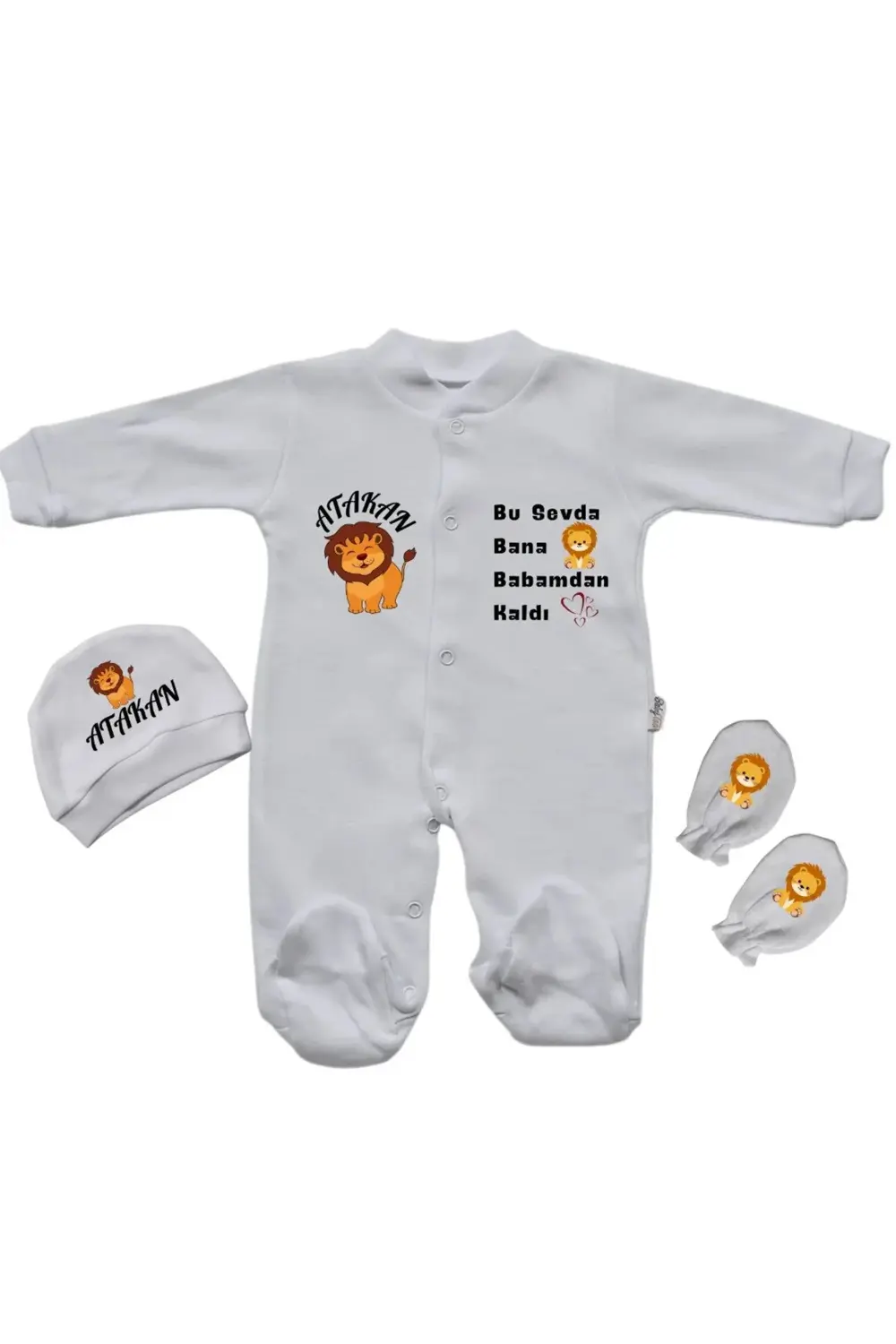 Kişiye Özel Bebek Tulum Aslan temalı Bu sevda bana babamdan kaldı
