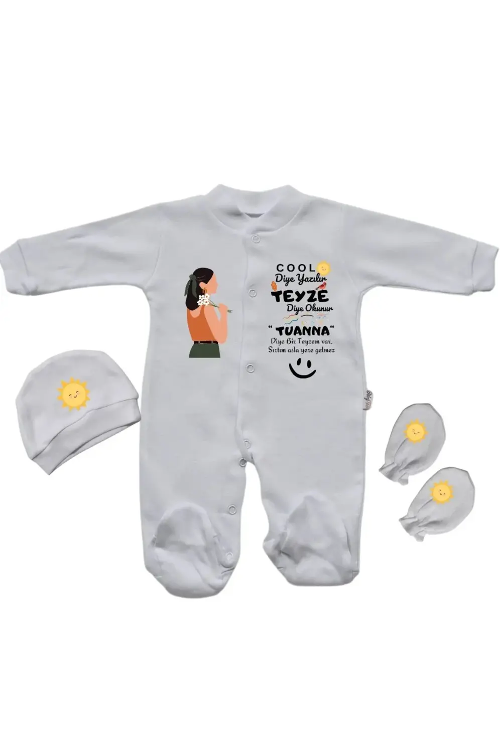 Kişiye özel bebek Tulum Cool diye yazılır Teyze