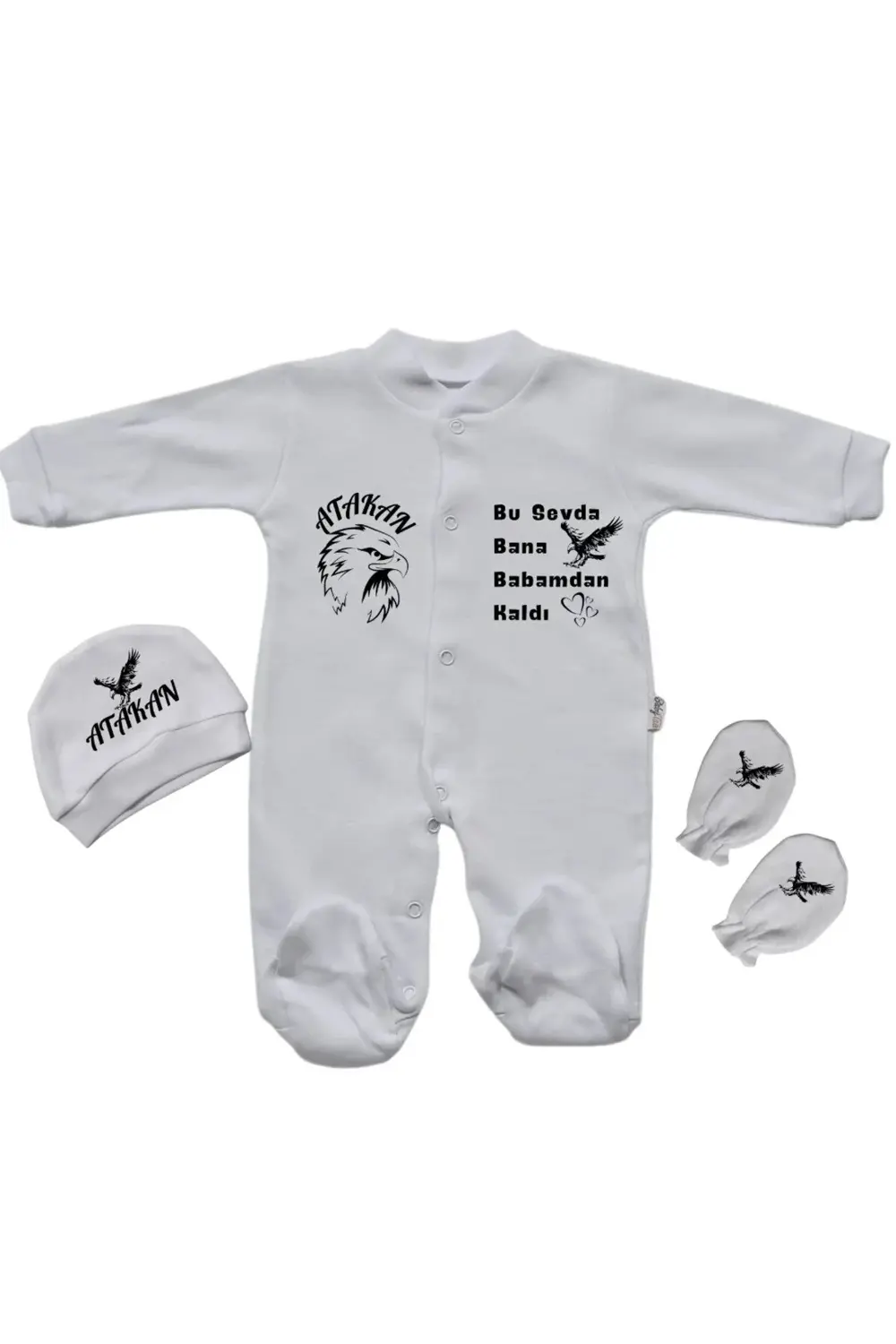 Kişiye Özel Bebek Tulum Kartal temalı Bu sevda bana babamdan kald
