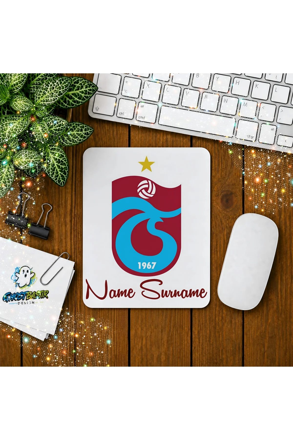 Kişiye Özel Bordo Mavi Baskılı Oyuncu Mousepad 0172