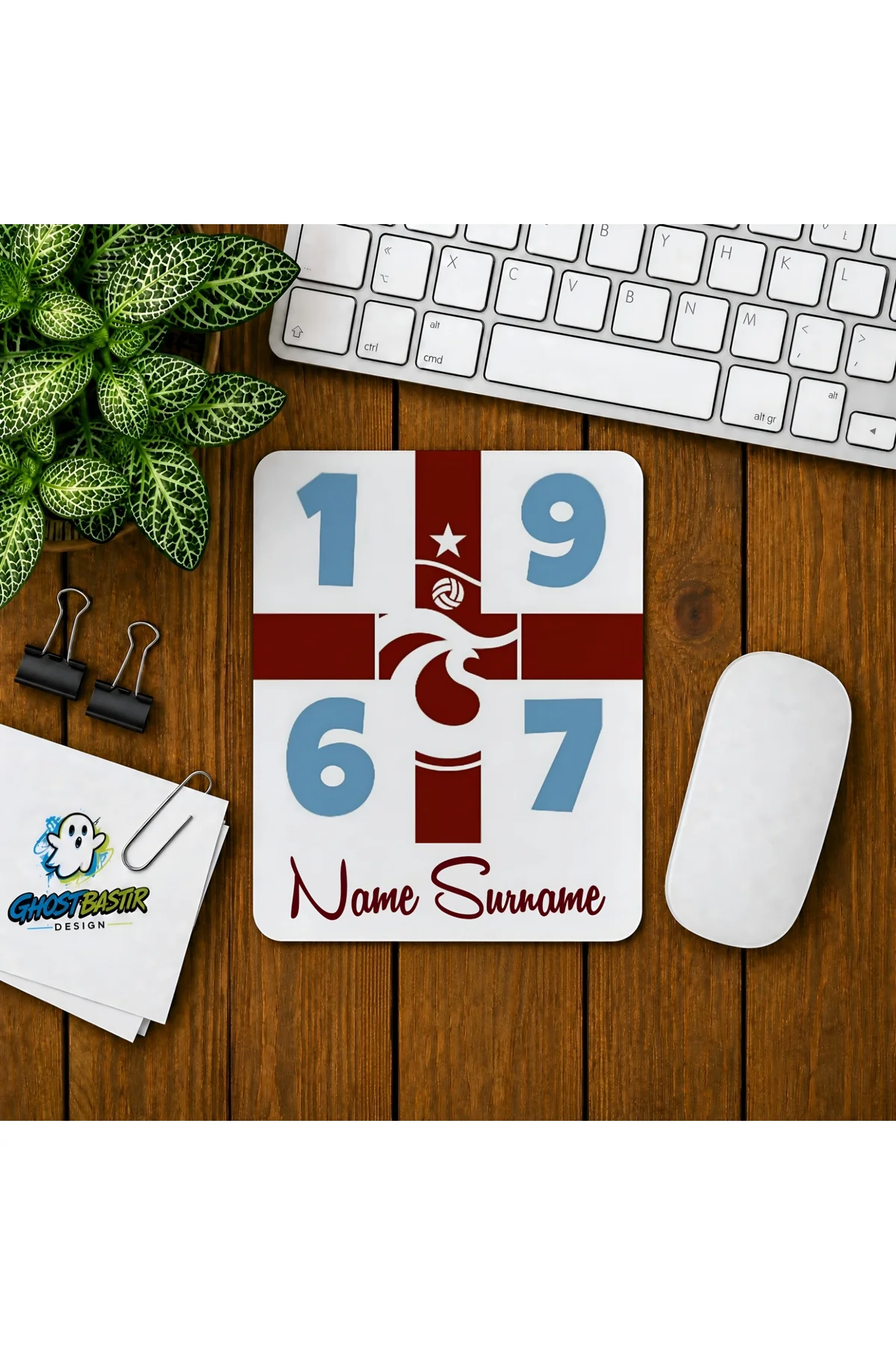 Kişiye Özel Bordo Mavi Baskılı Oyuncu Mousepad 0146