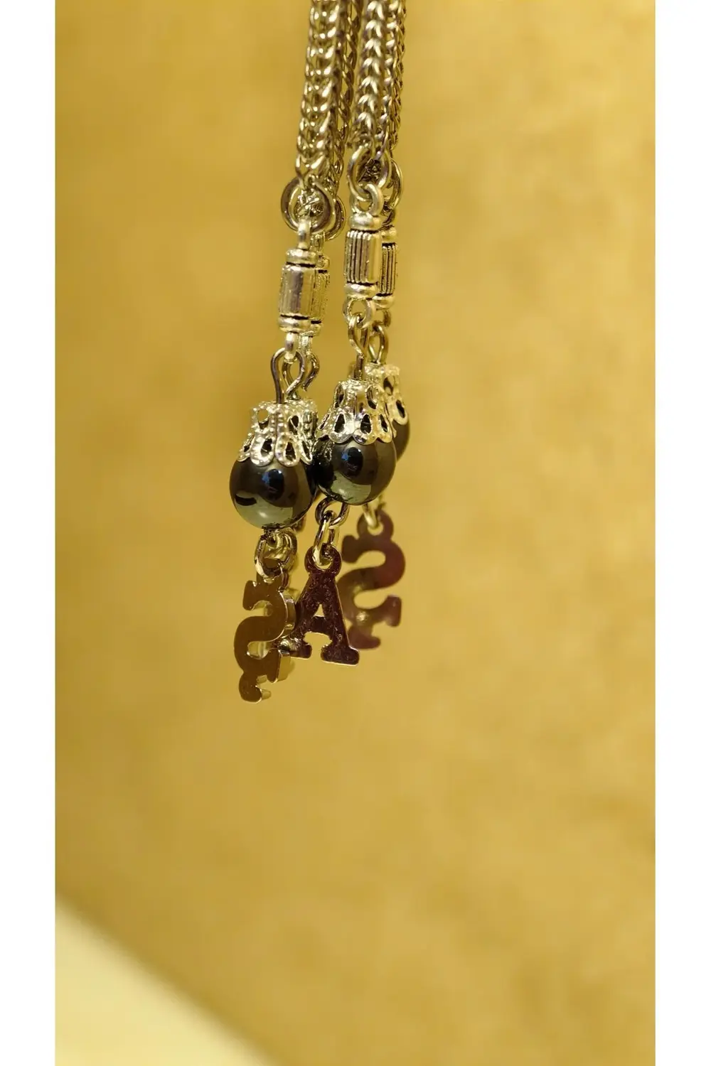 Kişiye Özel Çift Isimli Tesbih -hematit Doğal Taş Tesbih -2 Püskü